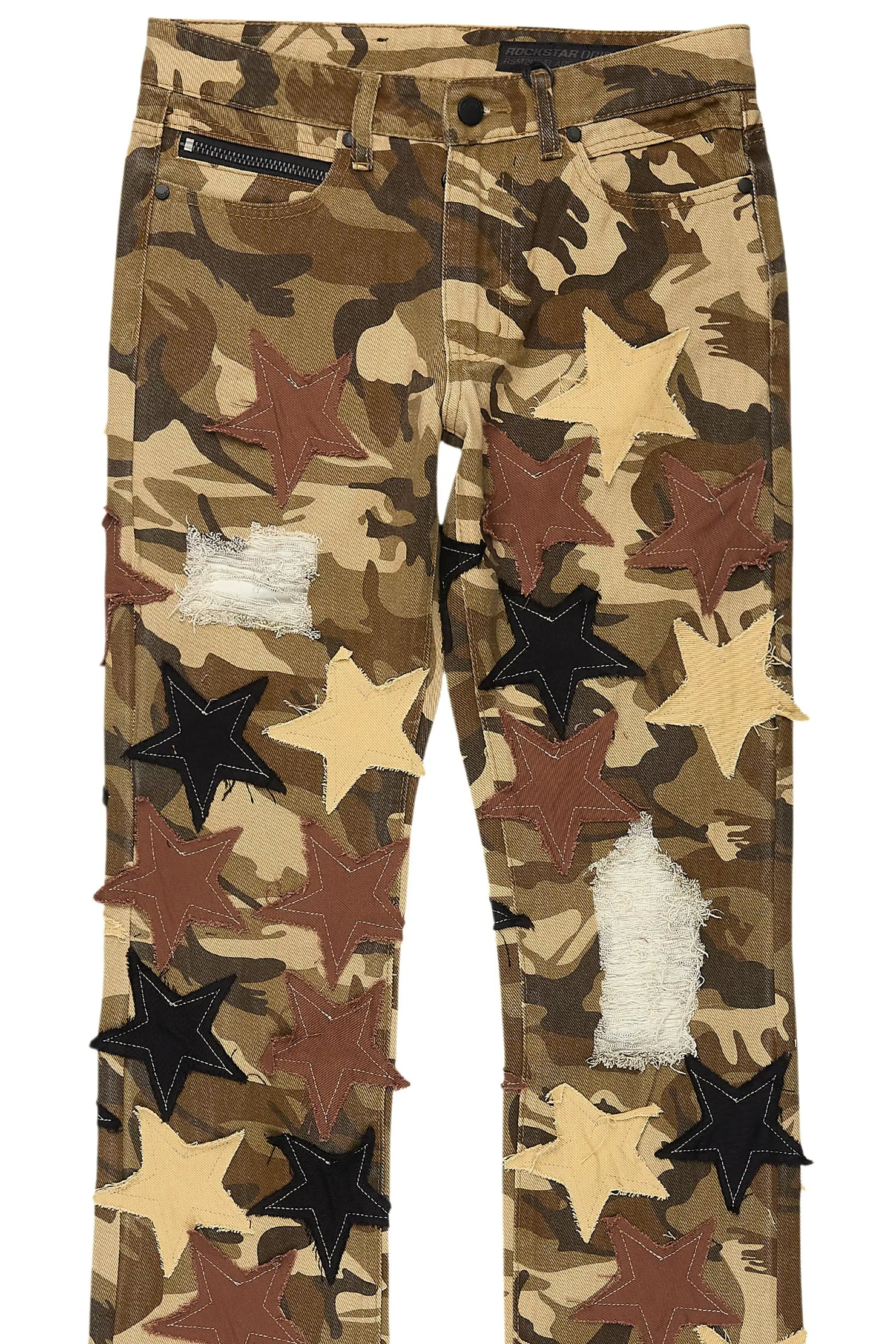 StarLane Brown Camo Stacked Flare Jean