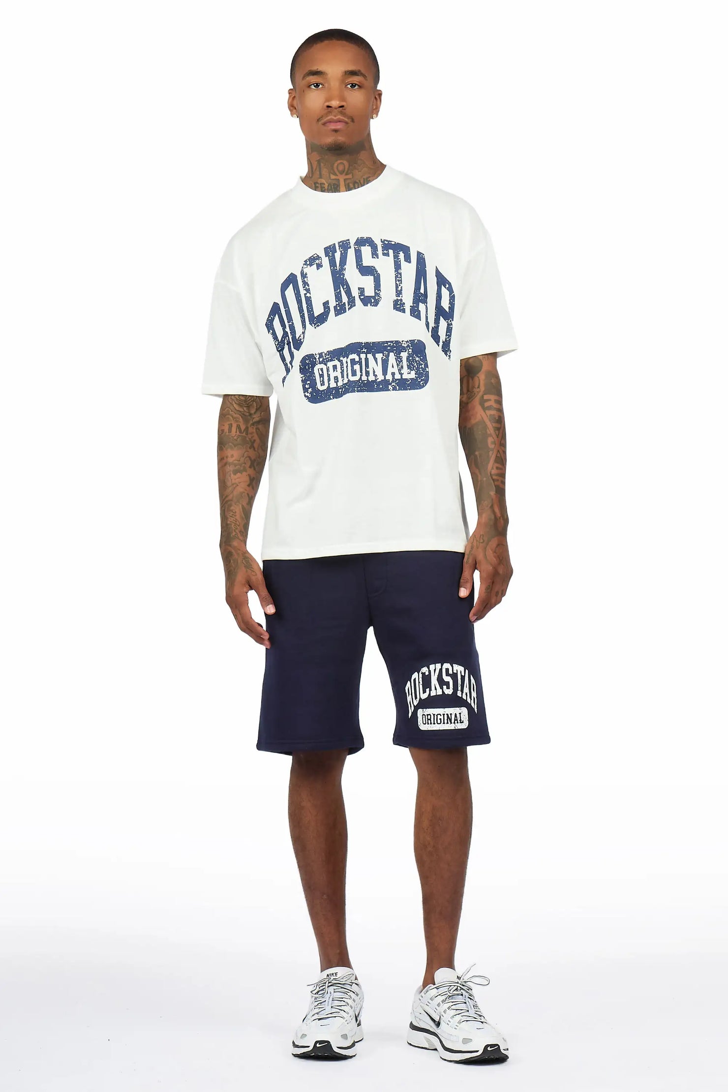 Zig White/Navy T-Shirt/Short Set
