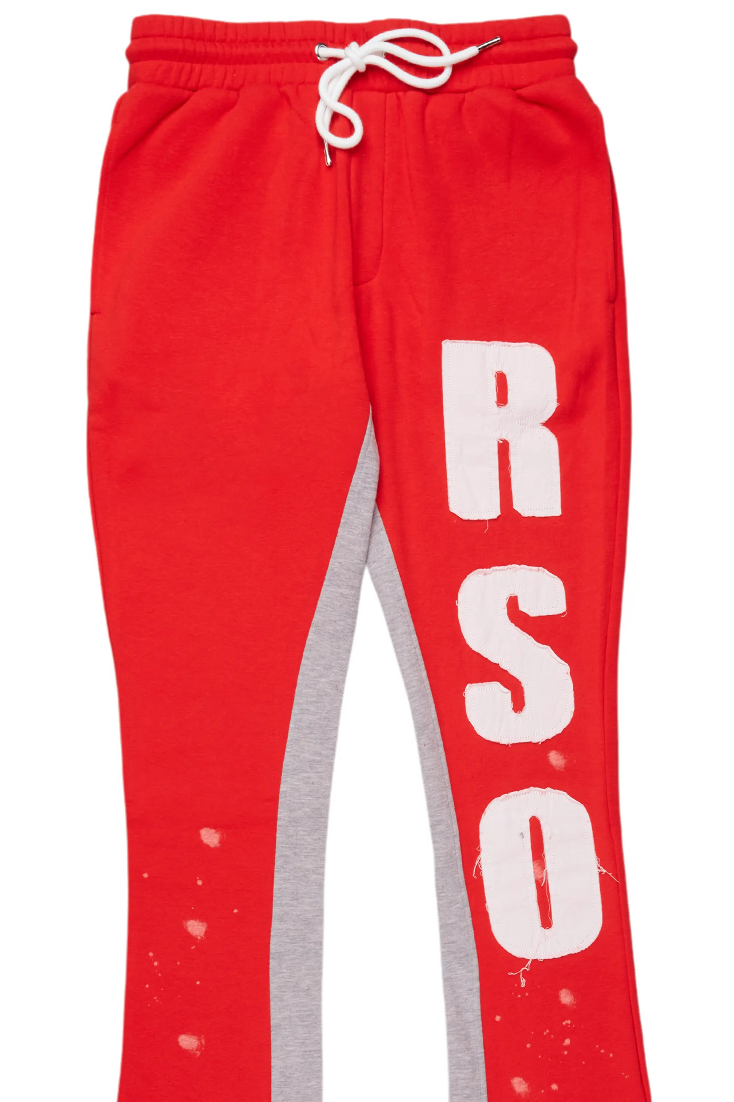 Uko Red Patchwork Stacked Flare Track Pant