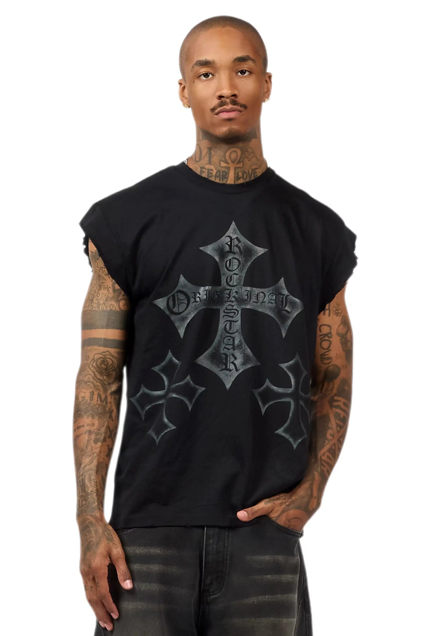 Marizon Black Cut off Tee