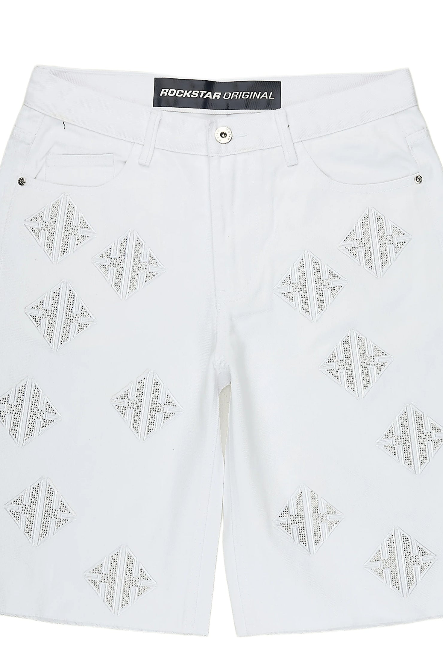 Chelot White Rhinestones Denim Short