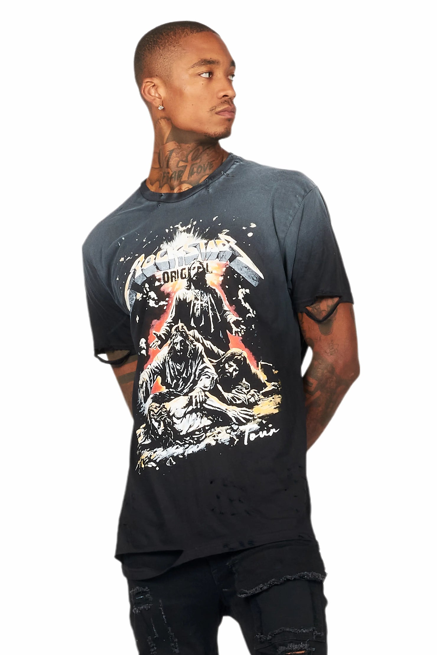 Akando Black Graphic Oversized T-Shirt