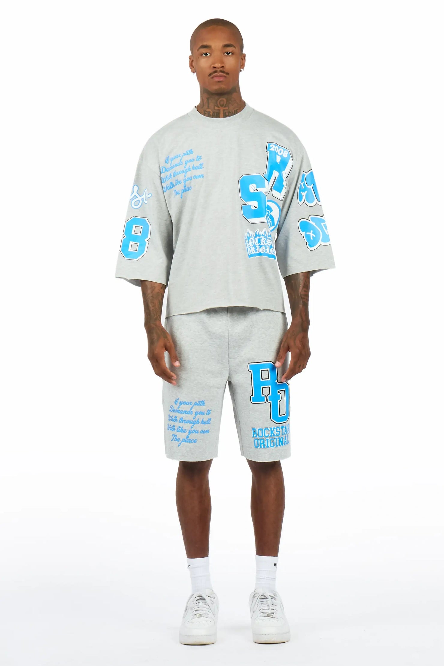 Leslaw Heather Grey T-Shirt/Short Set