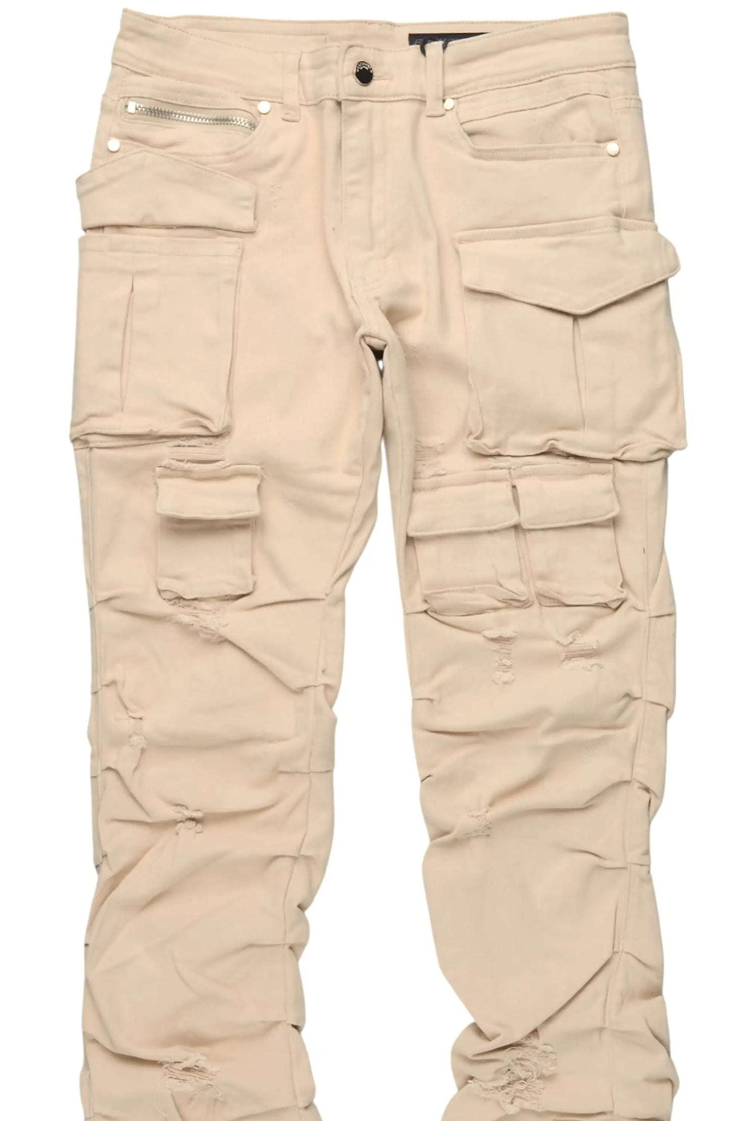 Gentry Beige Stacked Flare Jean