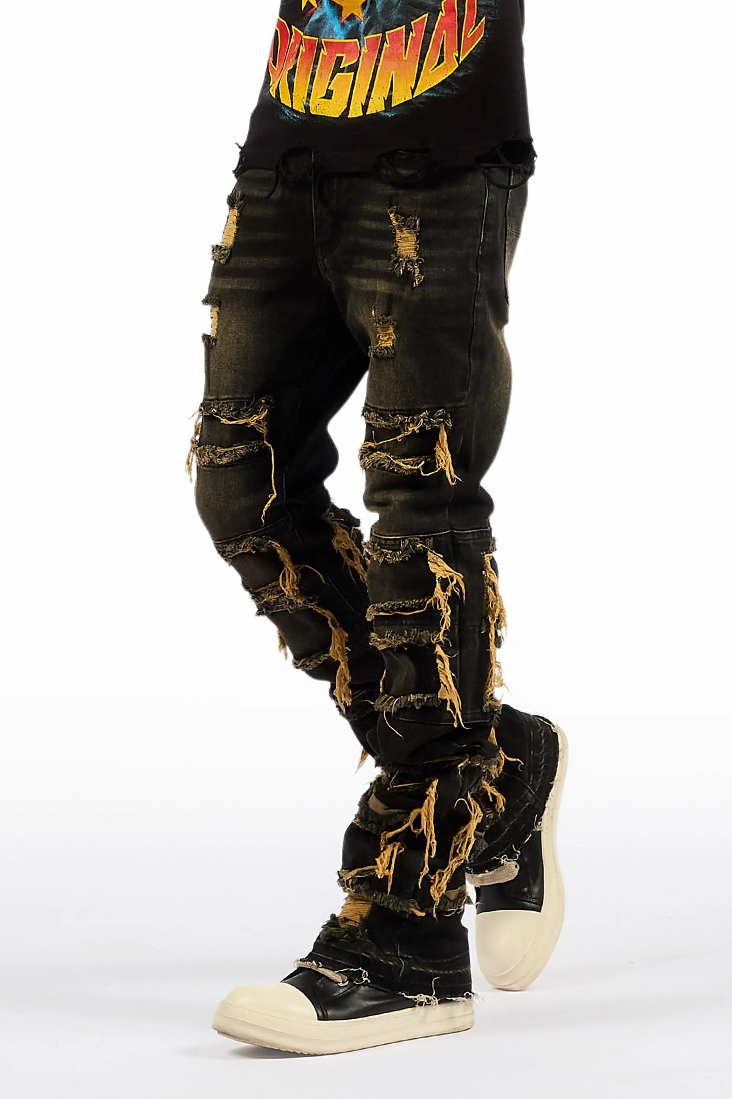 Vasco Tint Grey Stacked Flare Jean