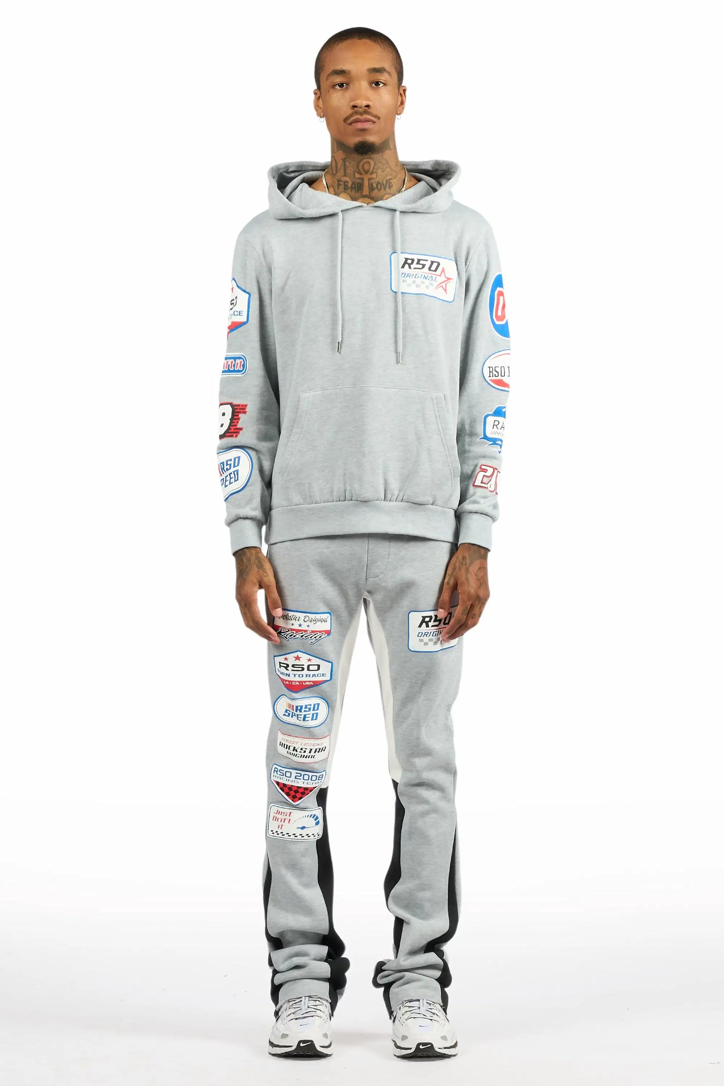 Komanda Heather Grey/Multi Hoodie/Stacked Flare Track Set