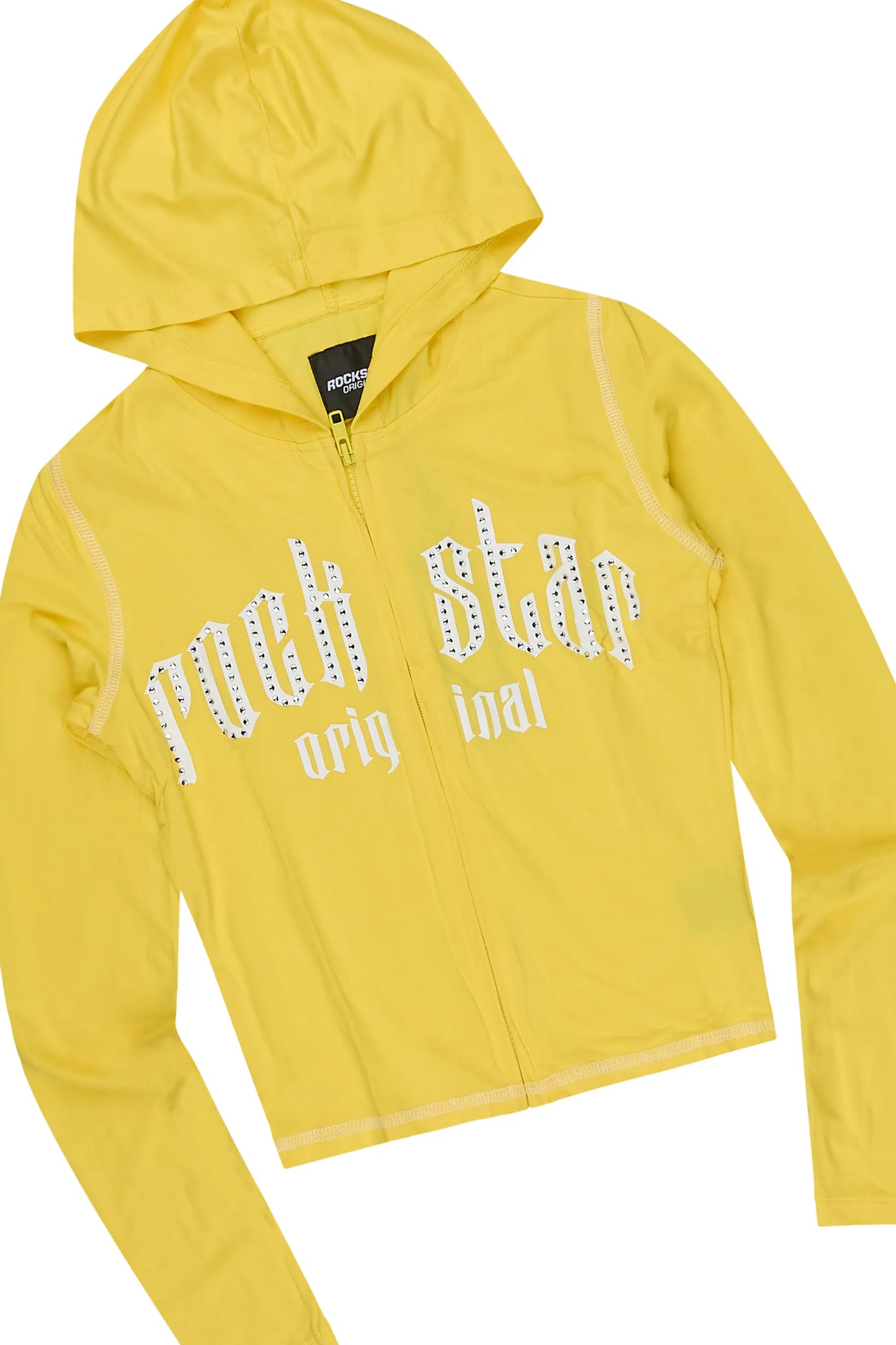 Girls Zyriah Yellow Rhinestone Lounge Track Set