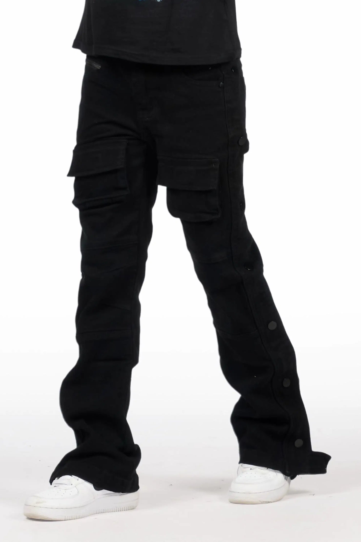 Boys Yuri Black Baggy Fit Cargo Jean