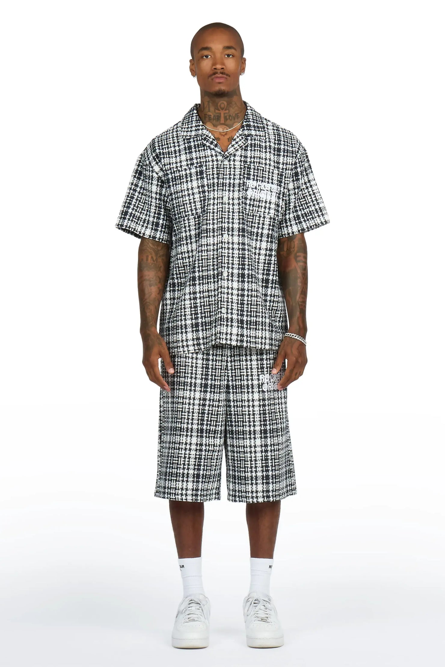 Kashton Black Button Down Shirt/Jort Set
