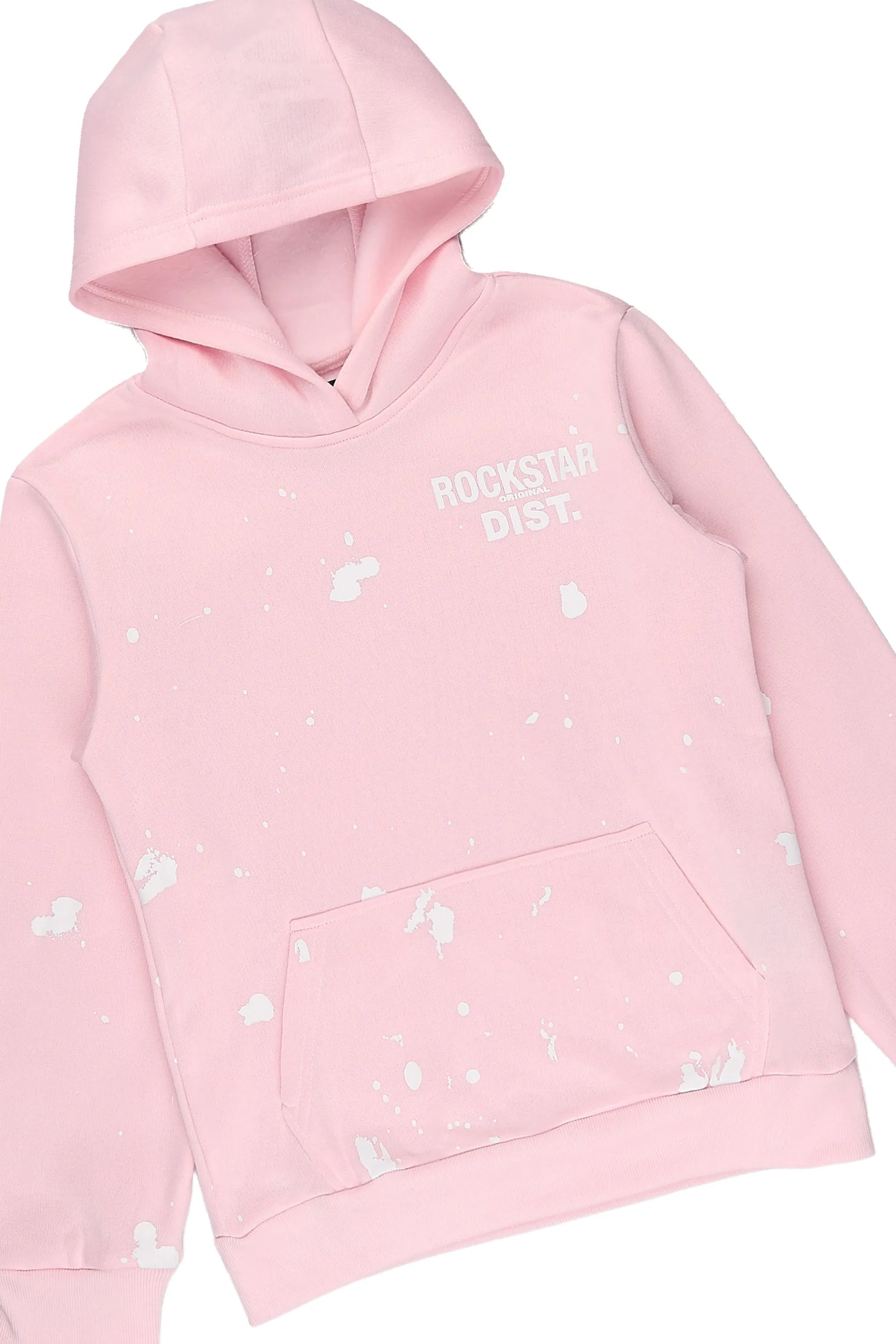 Girls Hadley Light Pink/White Hoodie Stacked Flare Track Set