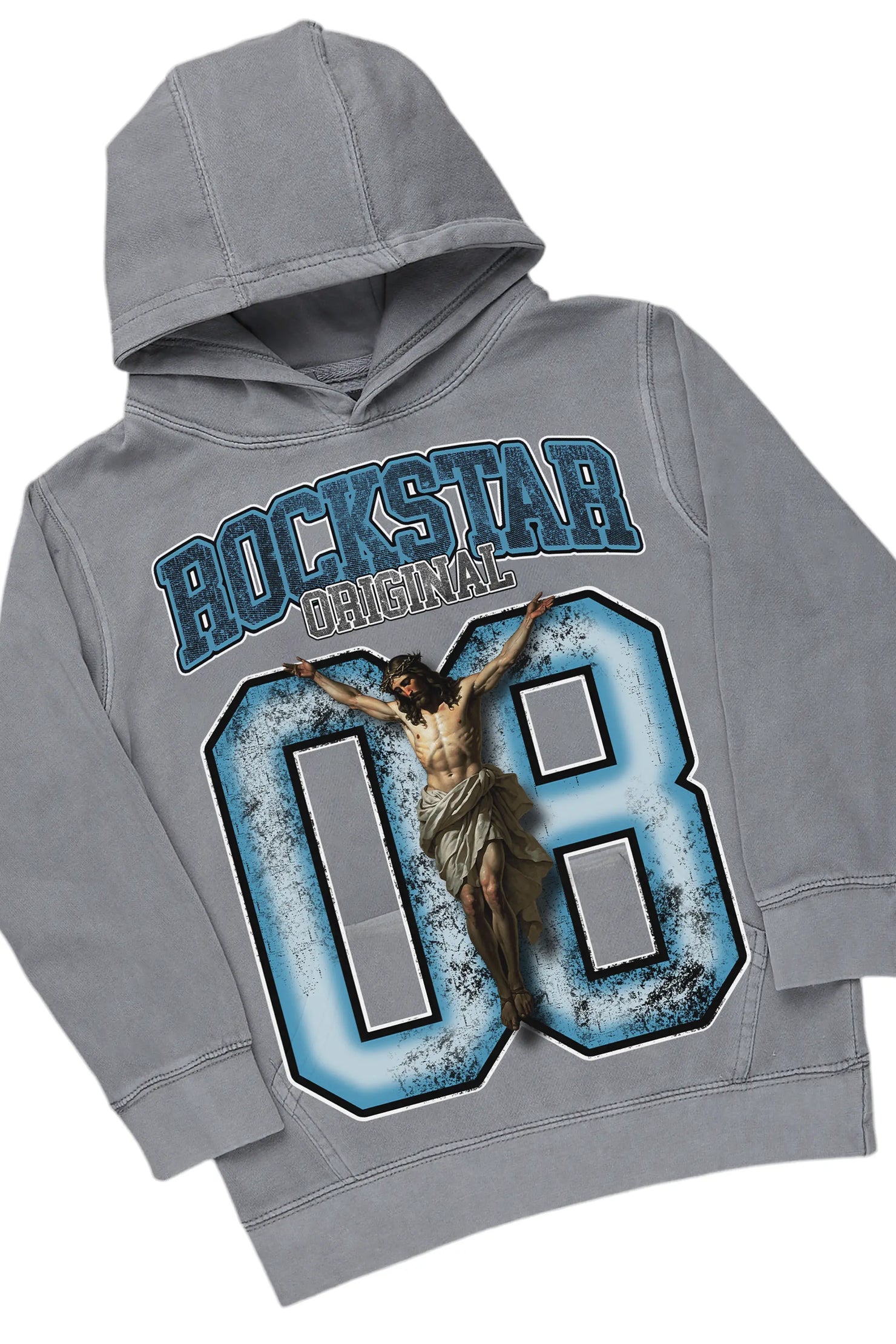 Boys Fields Vintage Grey/Black Hoodie/Stacked Flare Jean Set