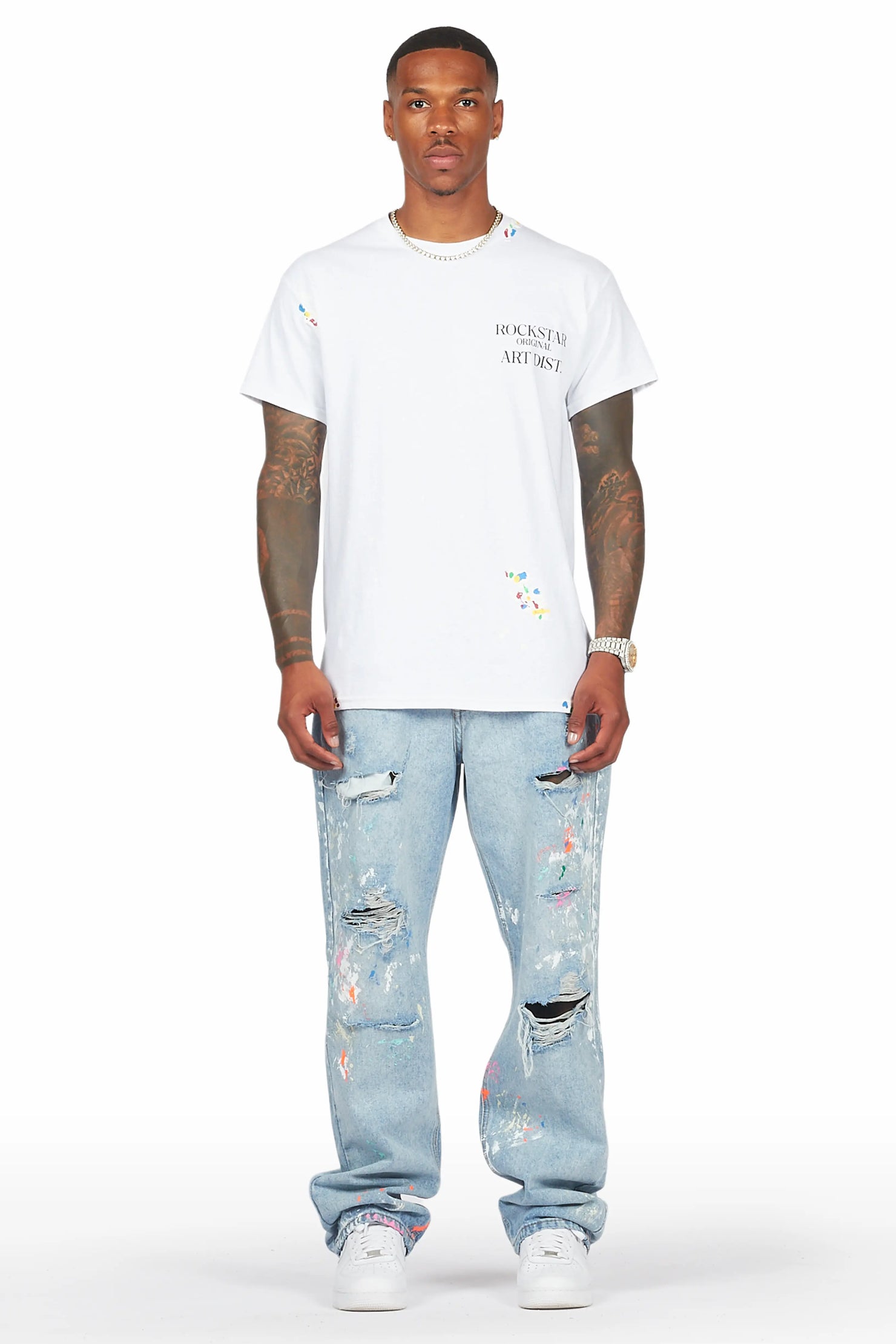 Zasha Light Blue Painter Baggy Jean