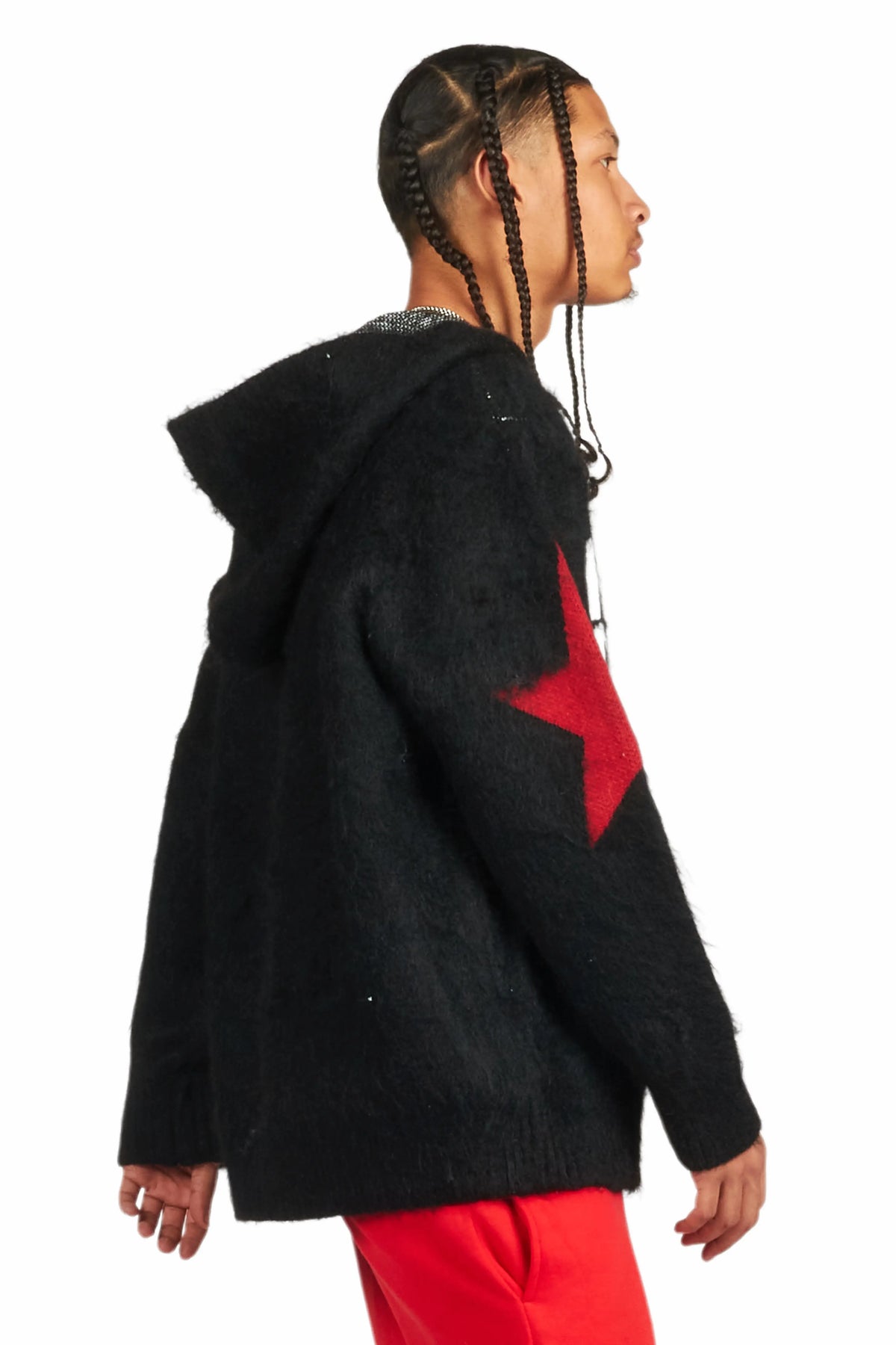 States Black Graphic Knitted Hoodie