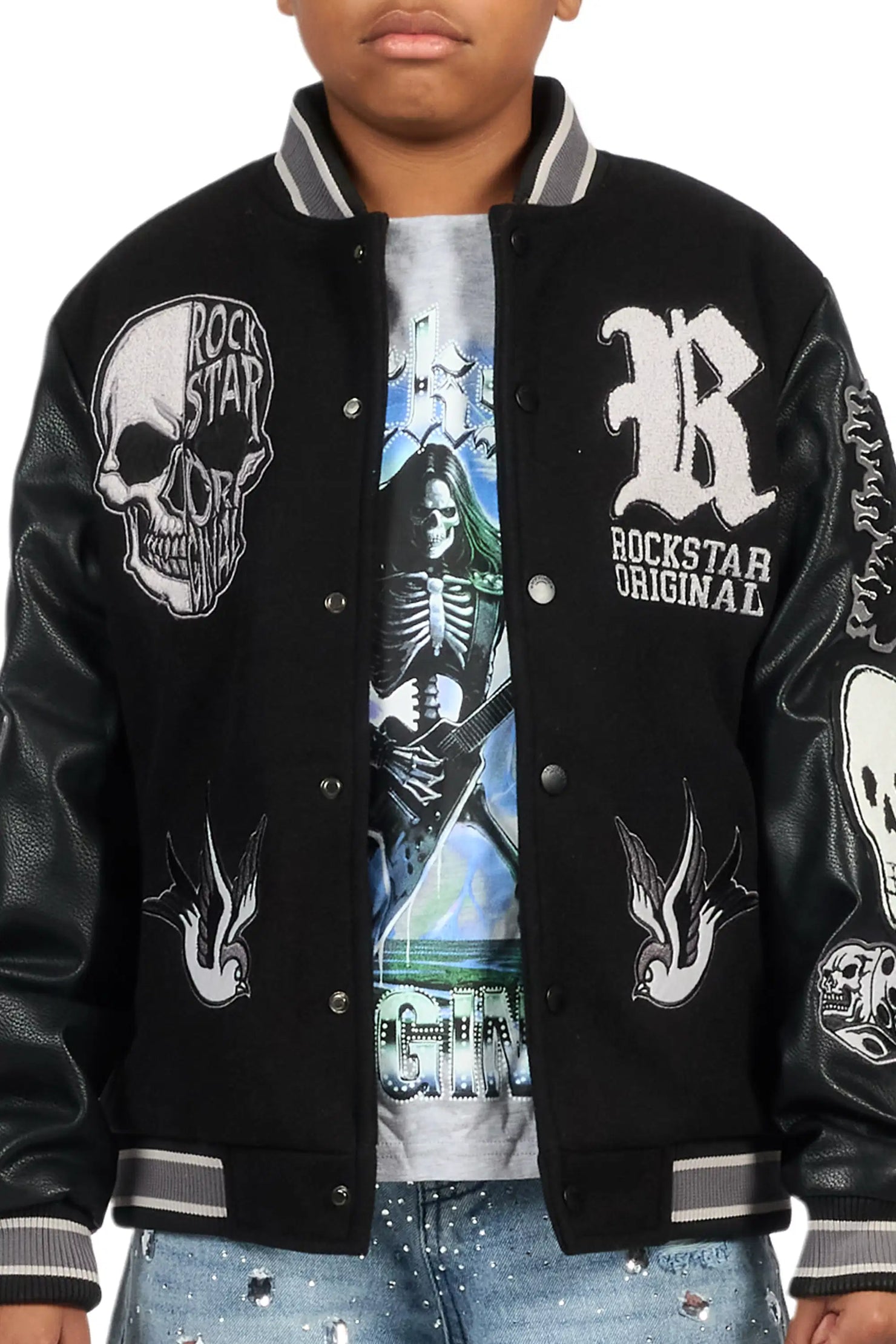 Boys Cavo Black Varsity Jacket