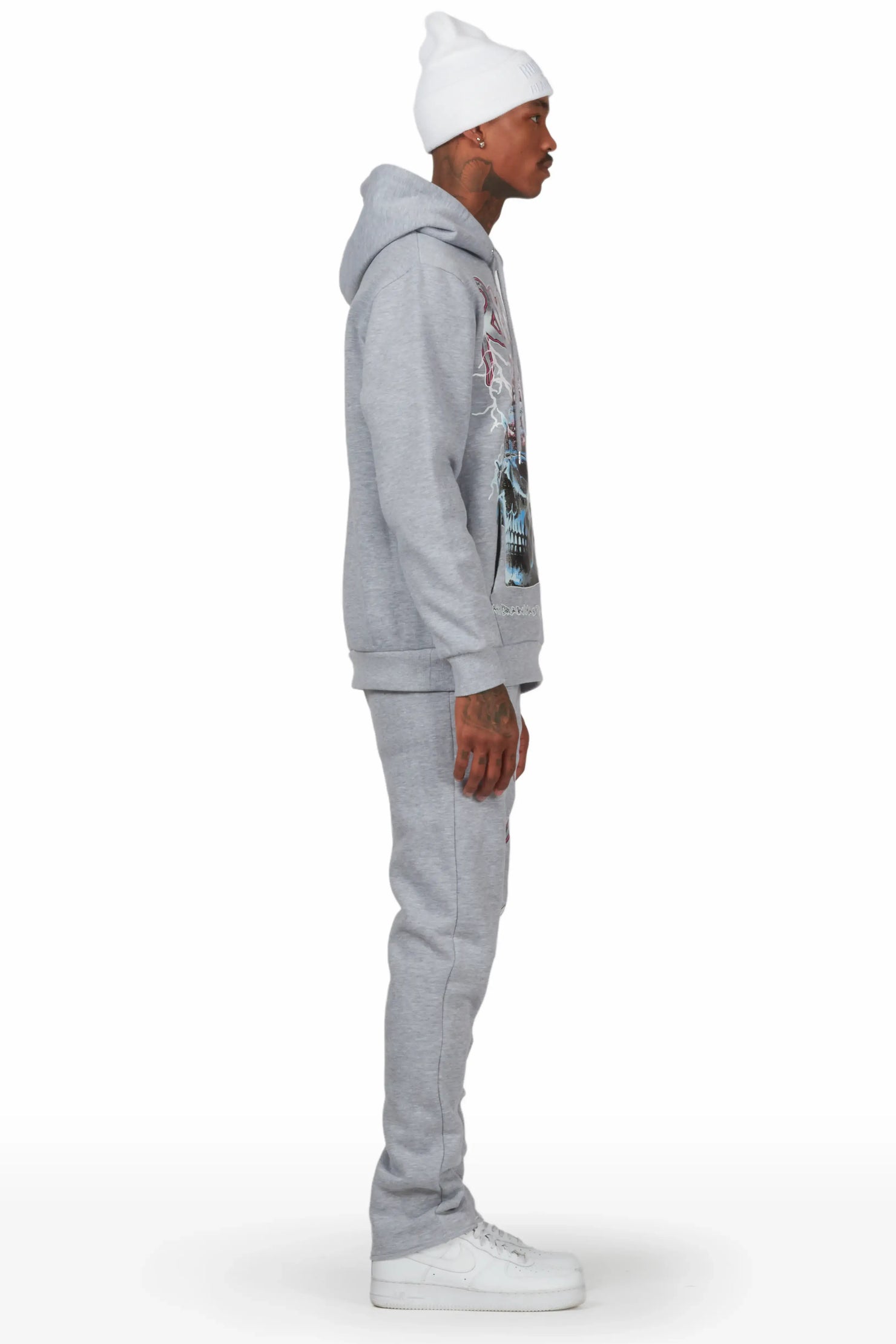 Brain Heather Grey Hoodie Slim Fit Track Set