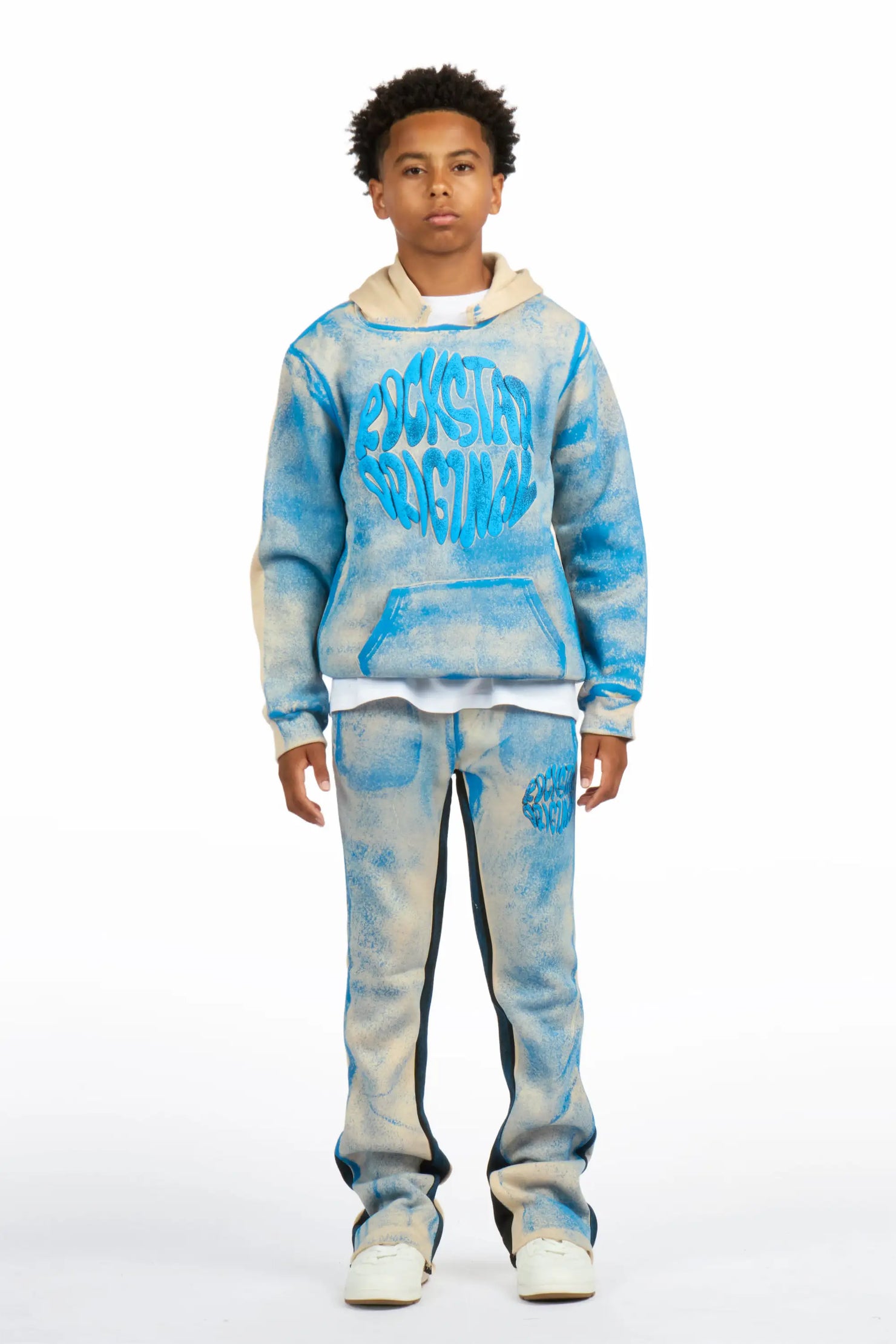 Boys Thier Tan/Blue Stacked Track Set