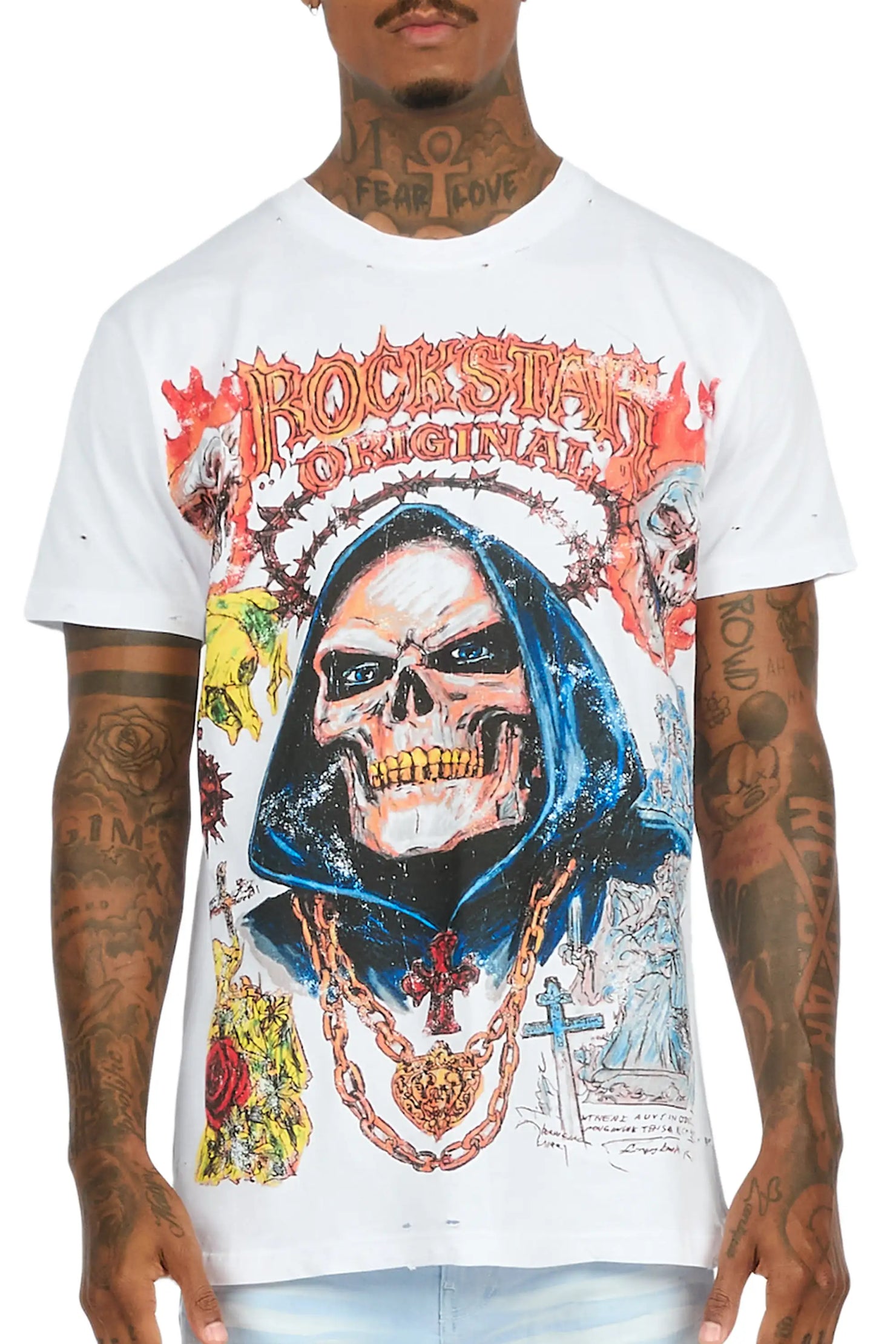 Chavis White Oversized Graphic T-Shirt