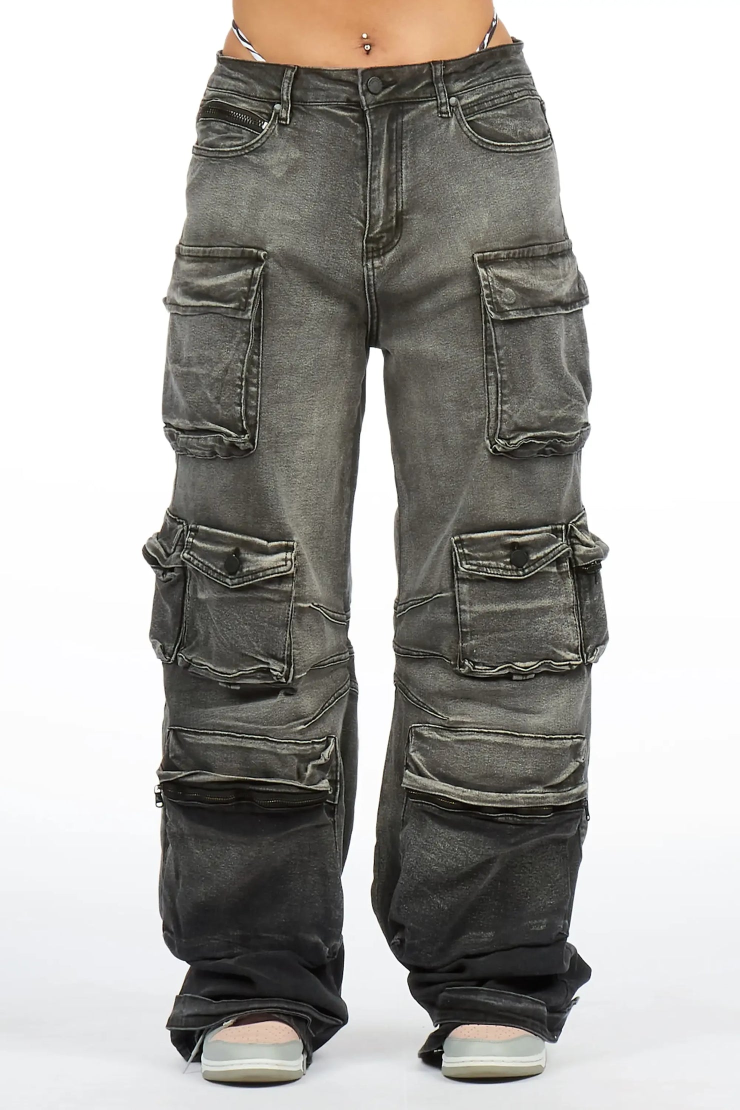 Javae Grey Wash Baggy Cargo Jean