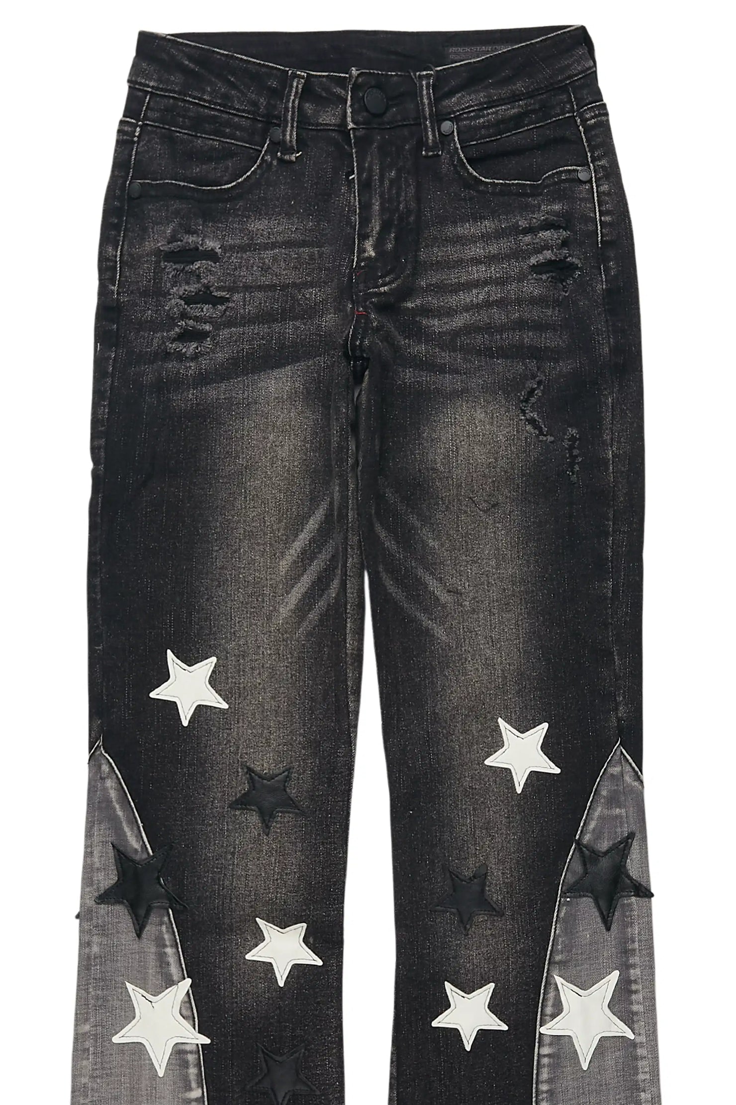 Girls Adella Black Stacked Jean