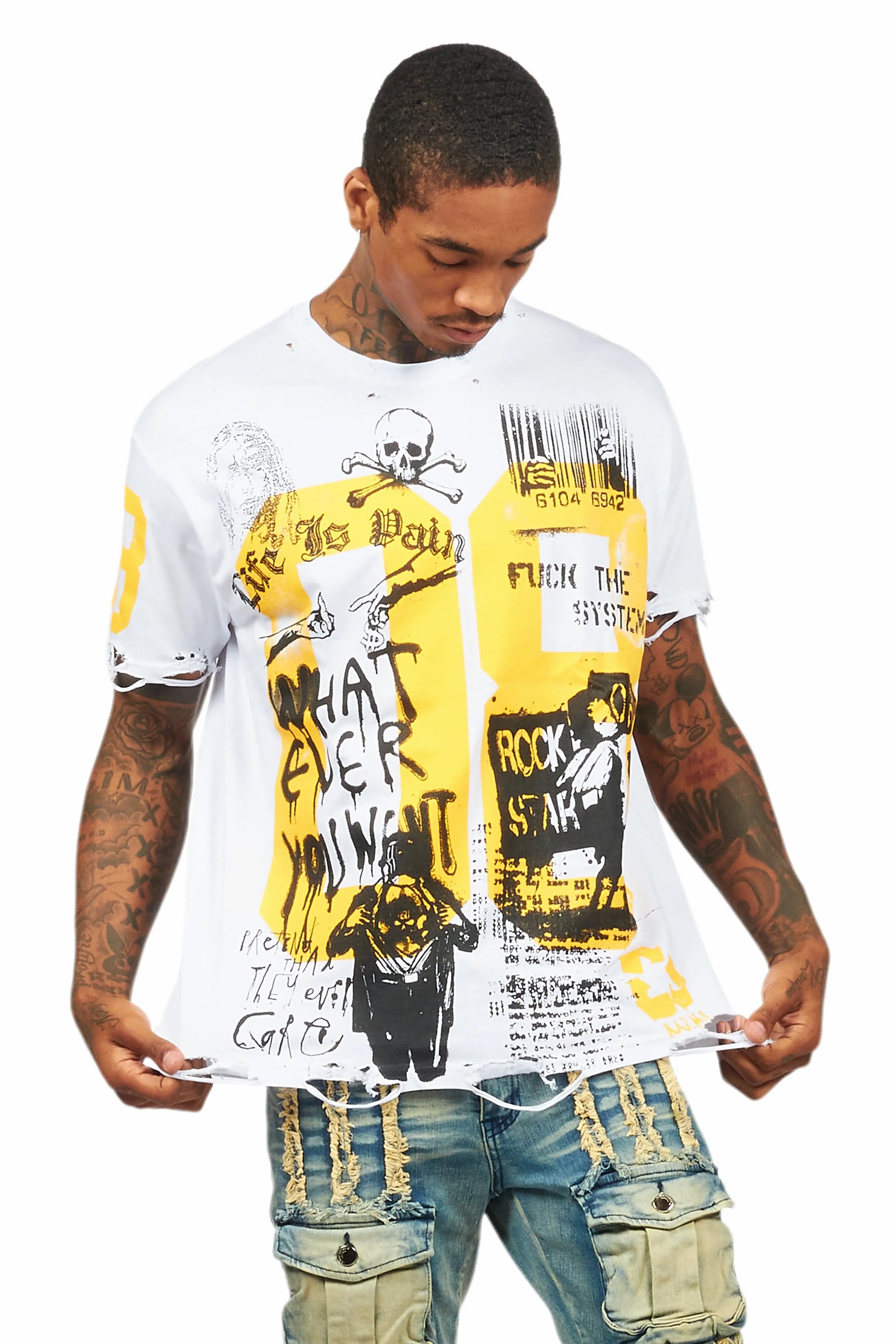 Grill White/Yellow Graphic Oversized T-Shirt