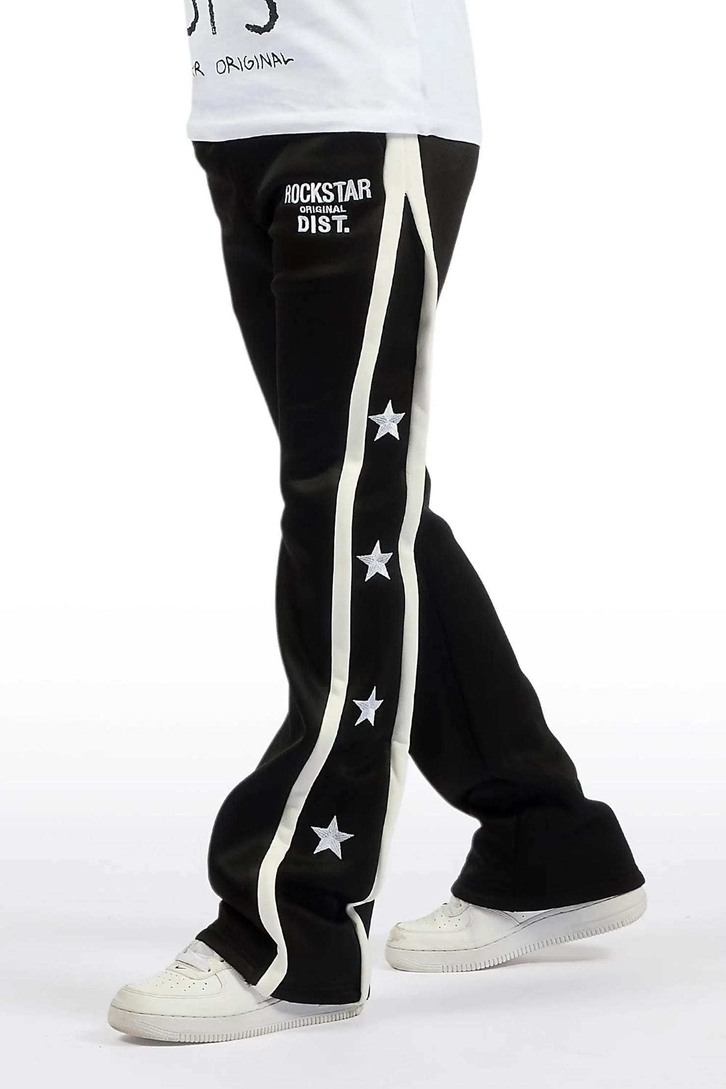 Boys Arkady Black Stacked Flare Track Pant