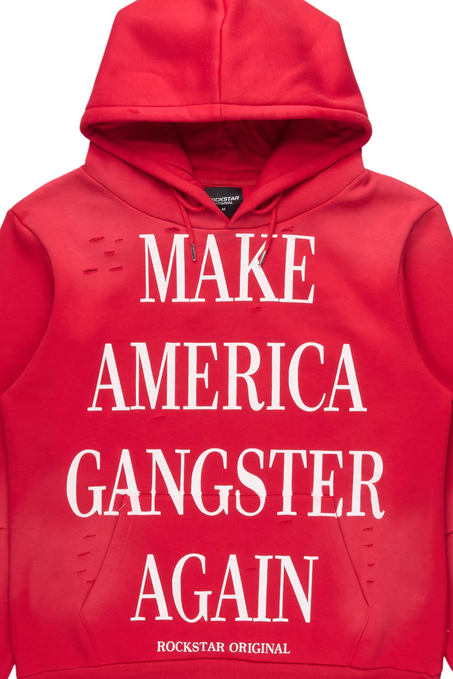 Drako Red Graphic Distressed Relaxed Hoodie
