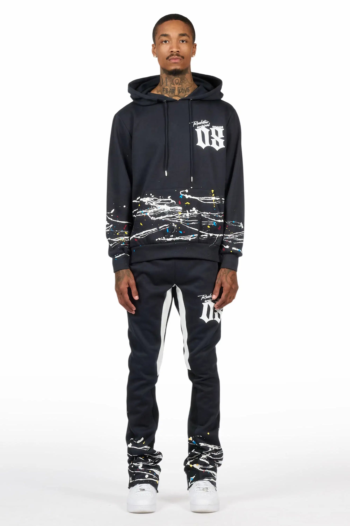 Horia Charcoal/Multi Hoodie/Stacked Flare Track Set