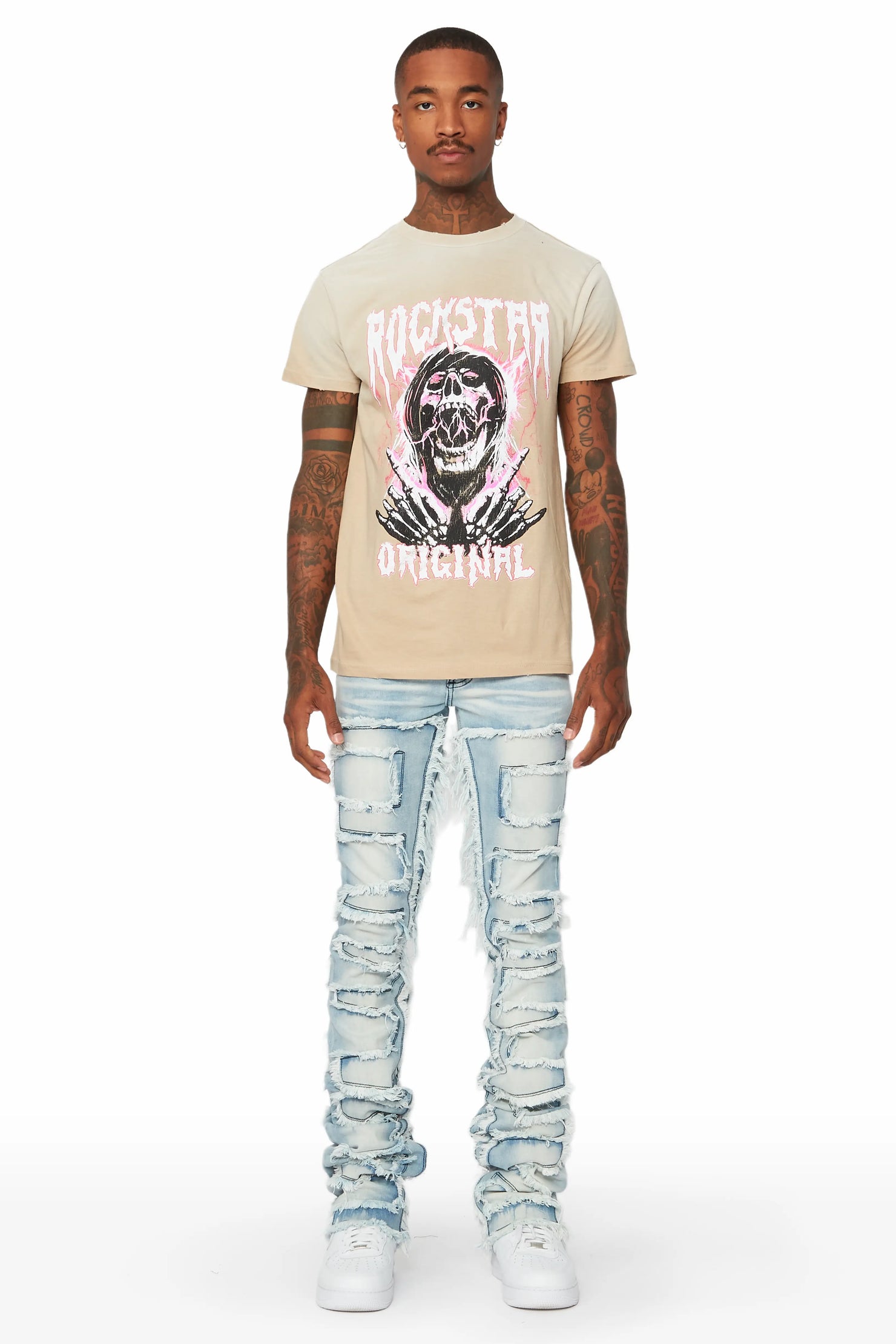 Hallie Blue Wash Super Stacked Flare Jean