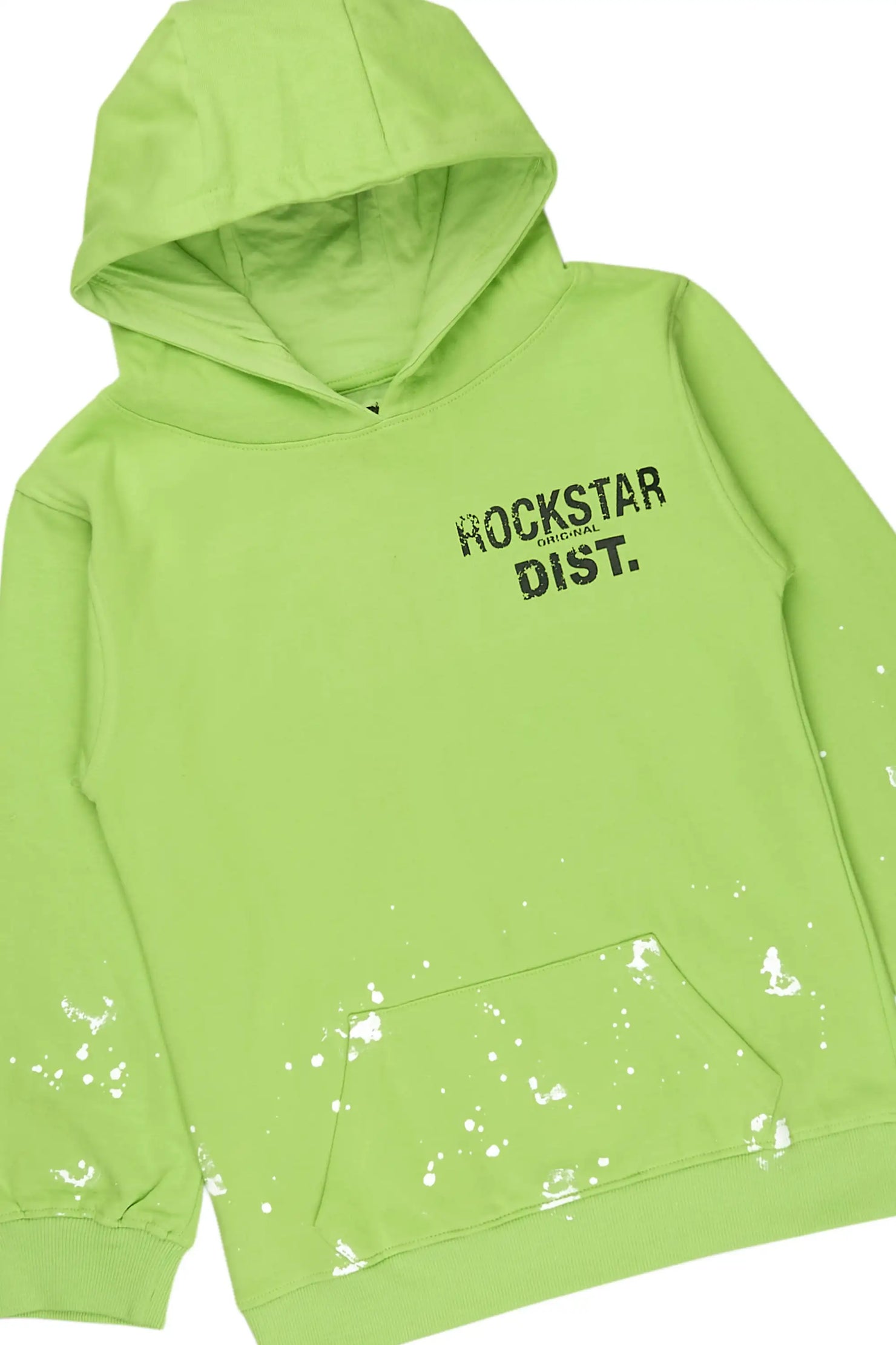Girls Hadley Neon Yellow Hoodie Stacked Flare Track Set