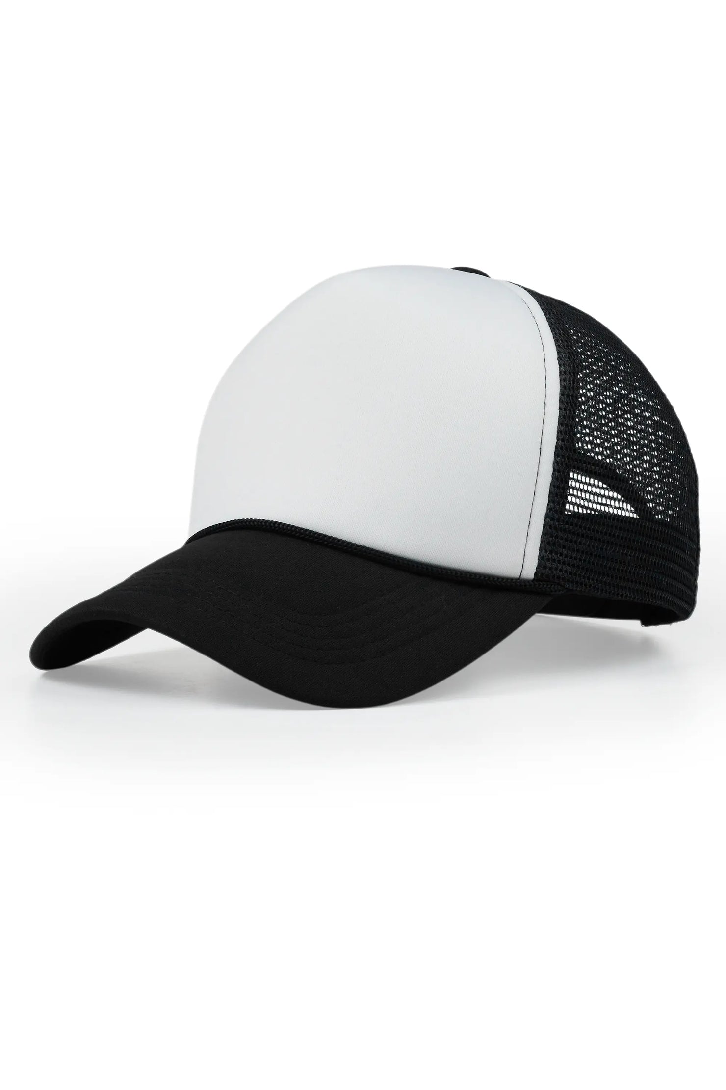 Womens Black/White Basic Trucker Hat