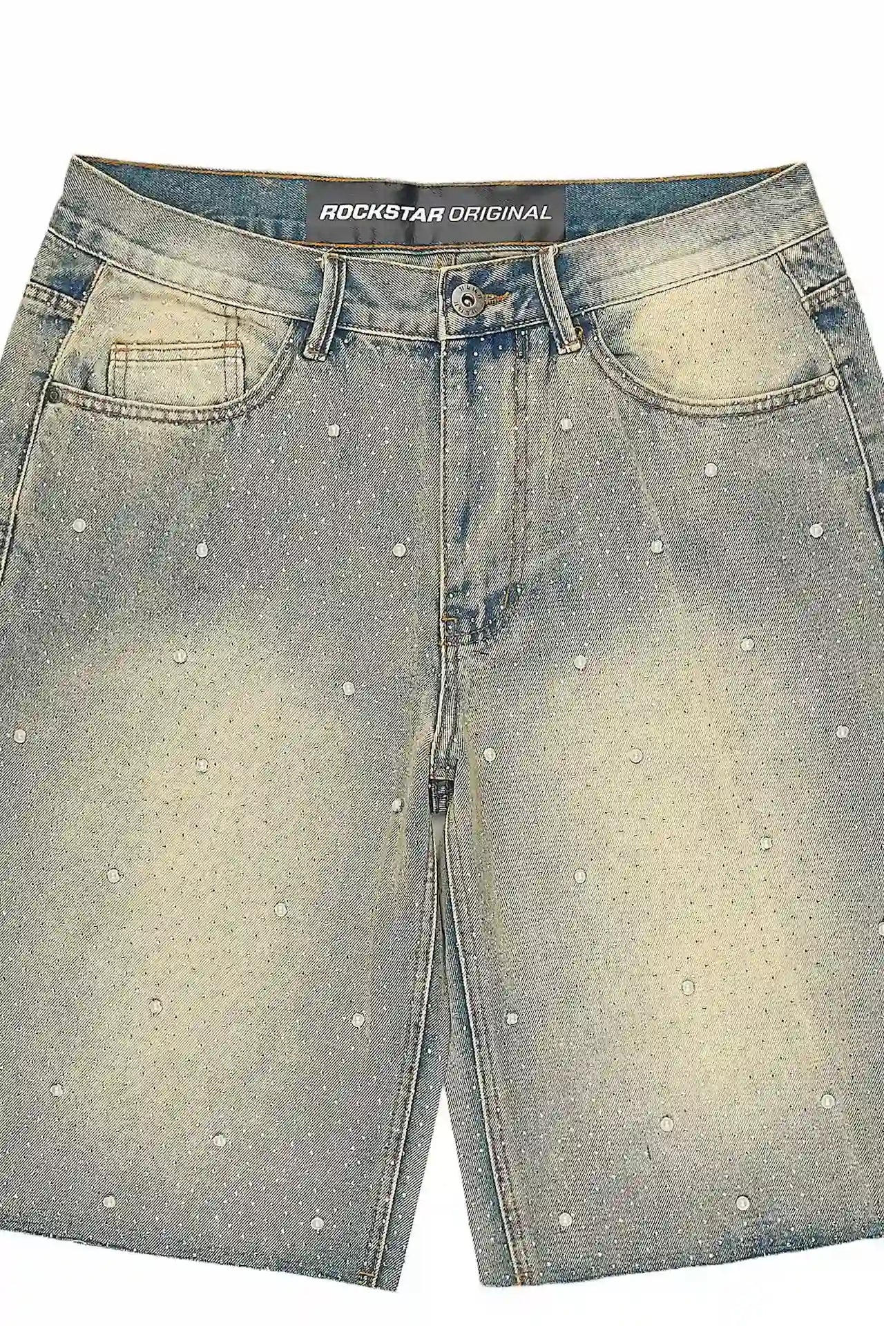 Rydell Blue Rhinestones Denim Short