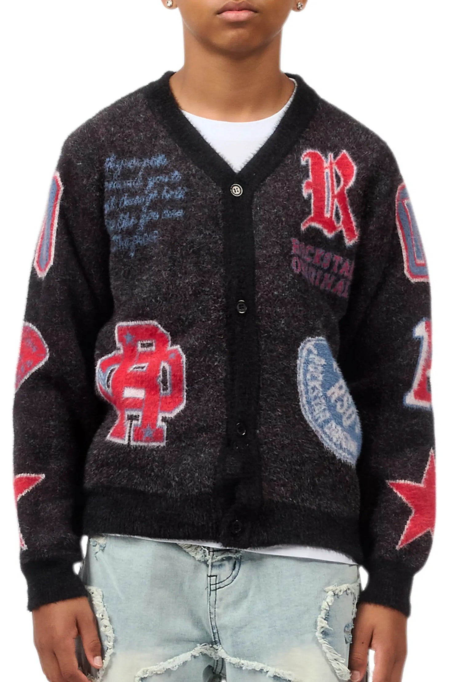 Boys Delling Black Mohair Knit Cardigan