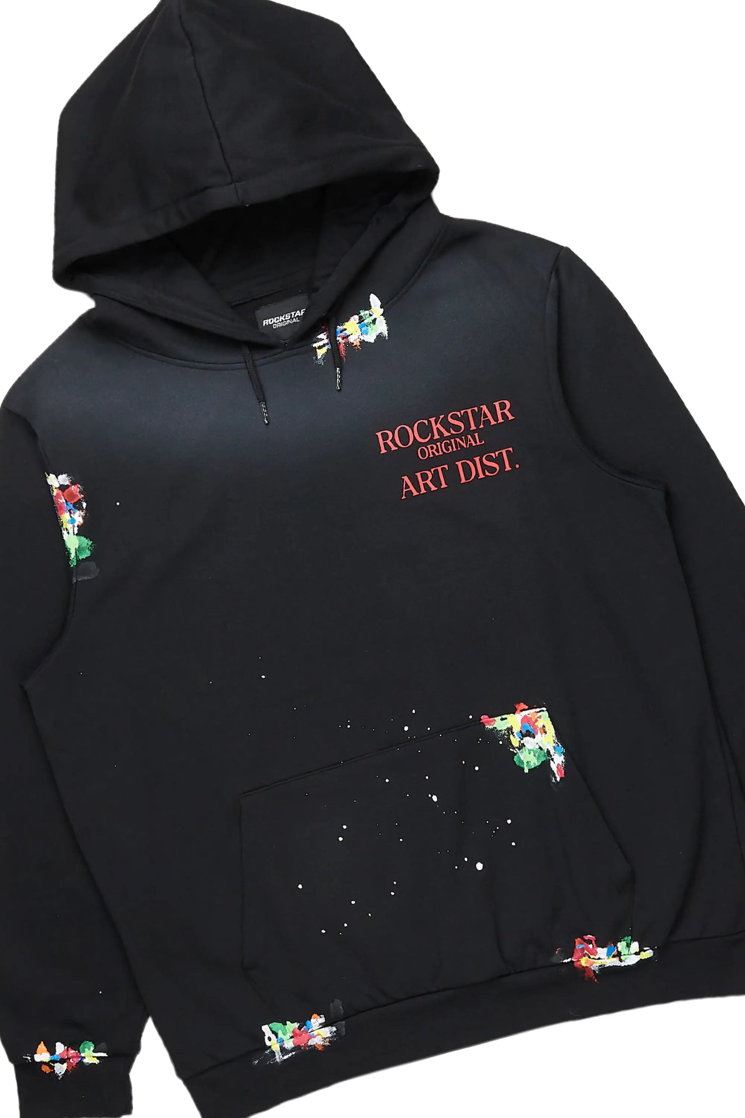 Rockstar Art Dist. Black/Red Hoodie/Stacked Flare Pant Set