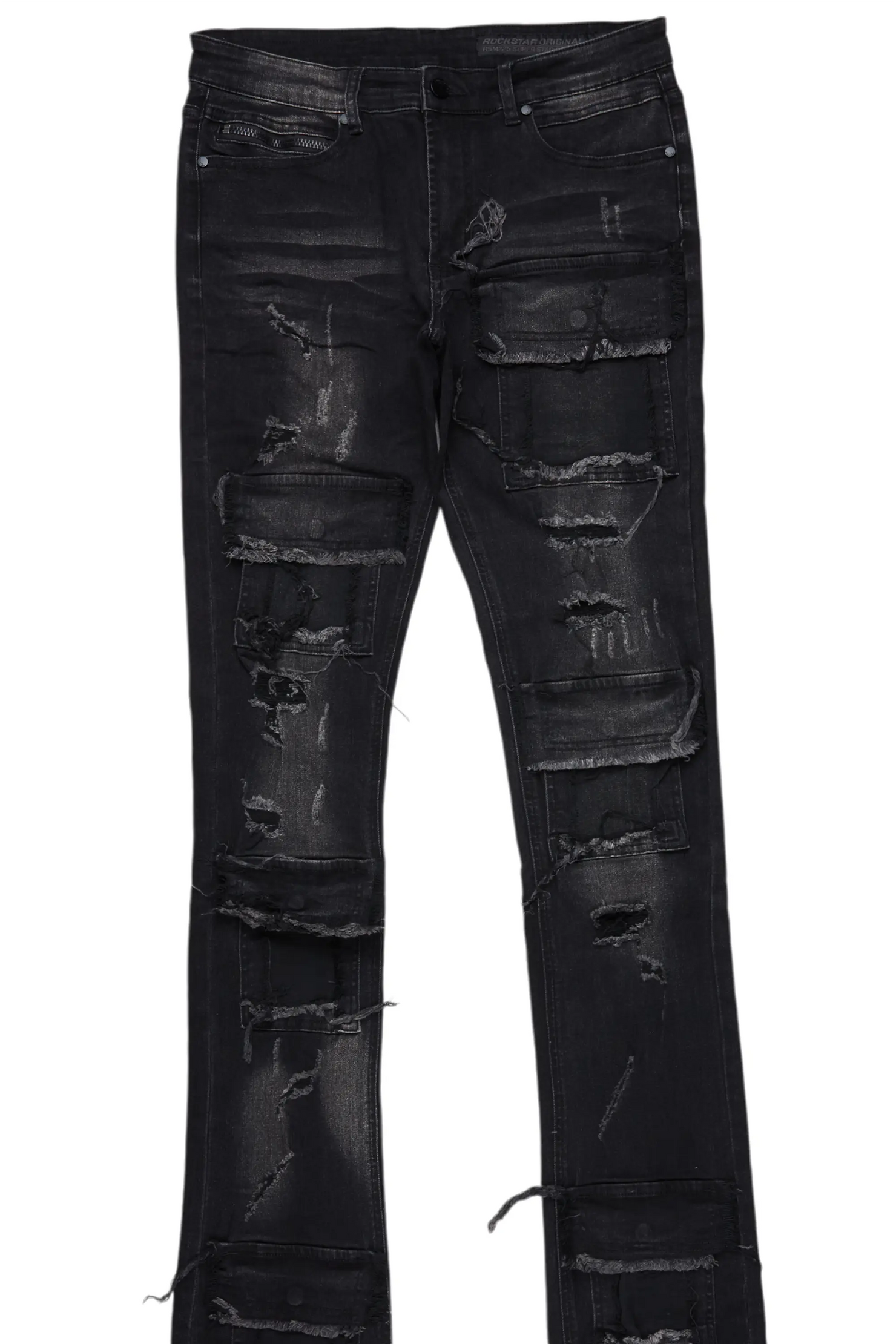 Petrus Black Super Stacked Flare Jean