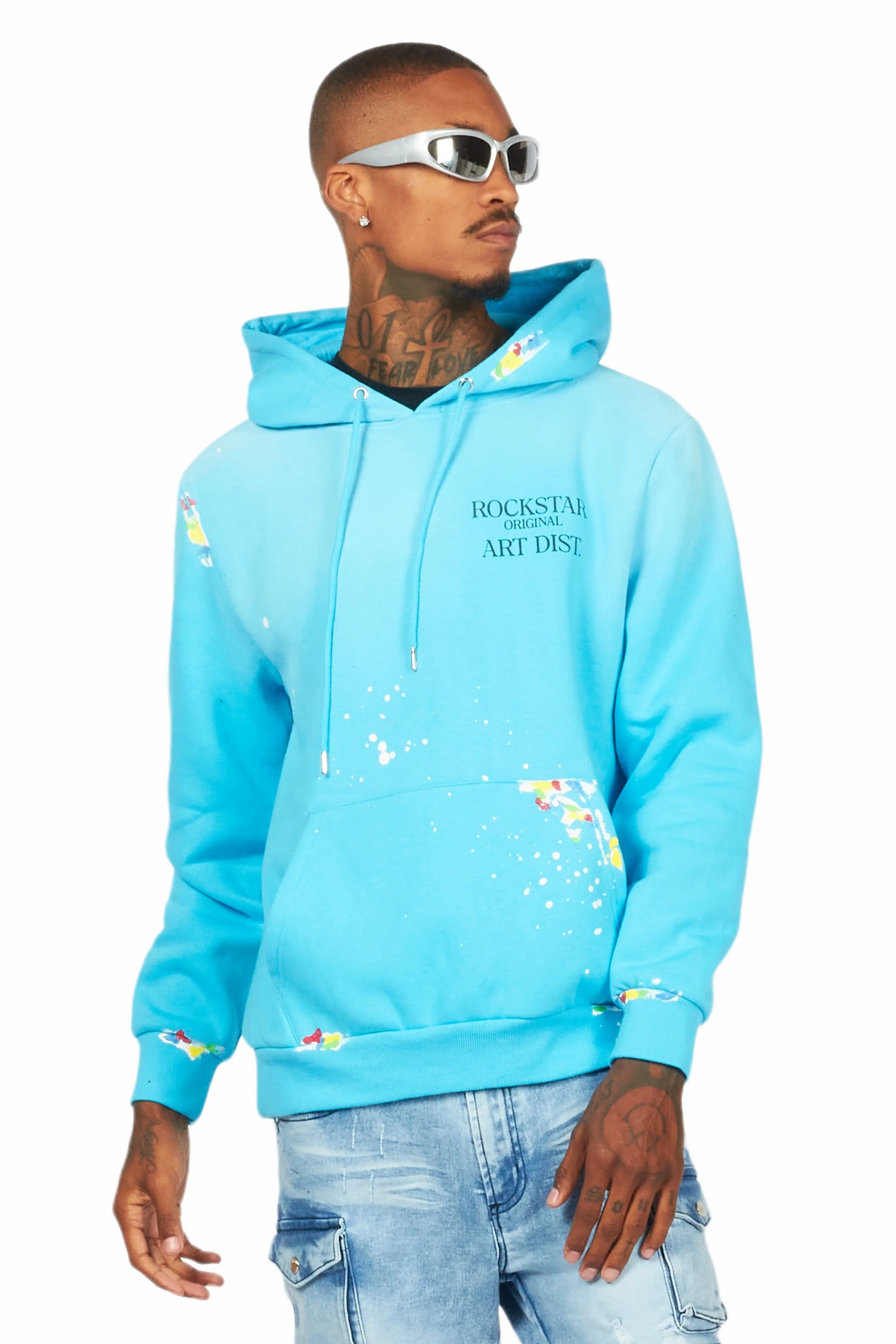Rockstar Art Dist. Blue Graphic Hoodie