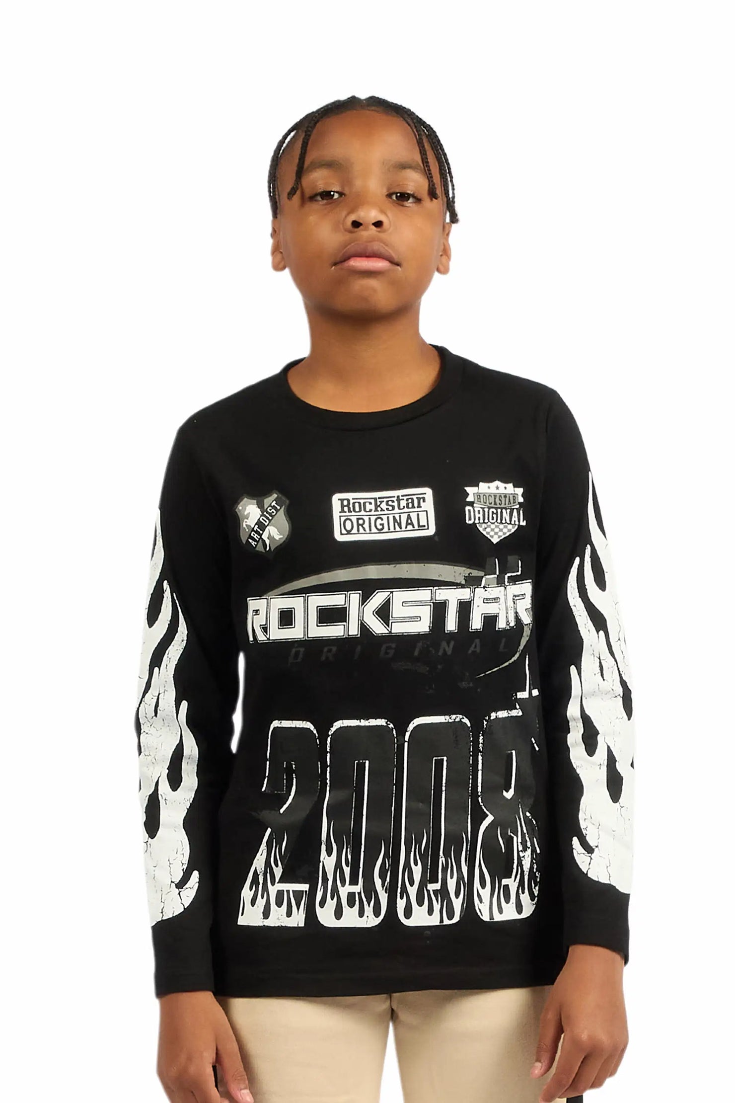 Boys Amos Black Long Sleeve Graphic T-Shirt
