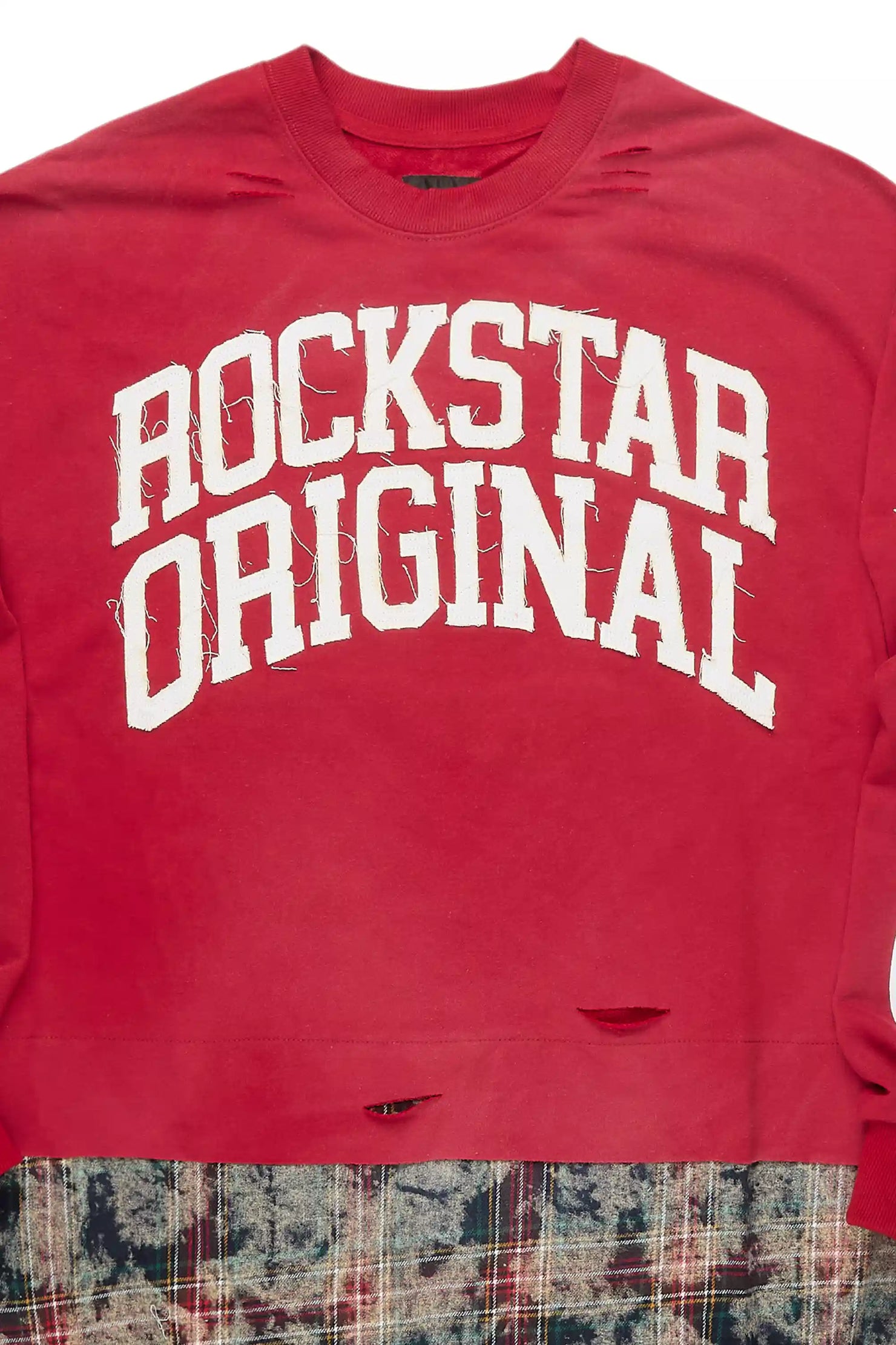 Swerve Red Graphic Flannel Crewneck