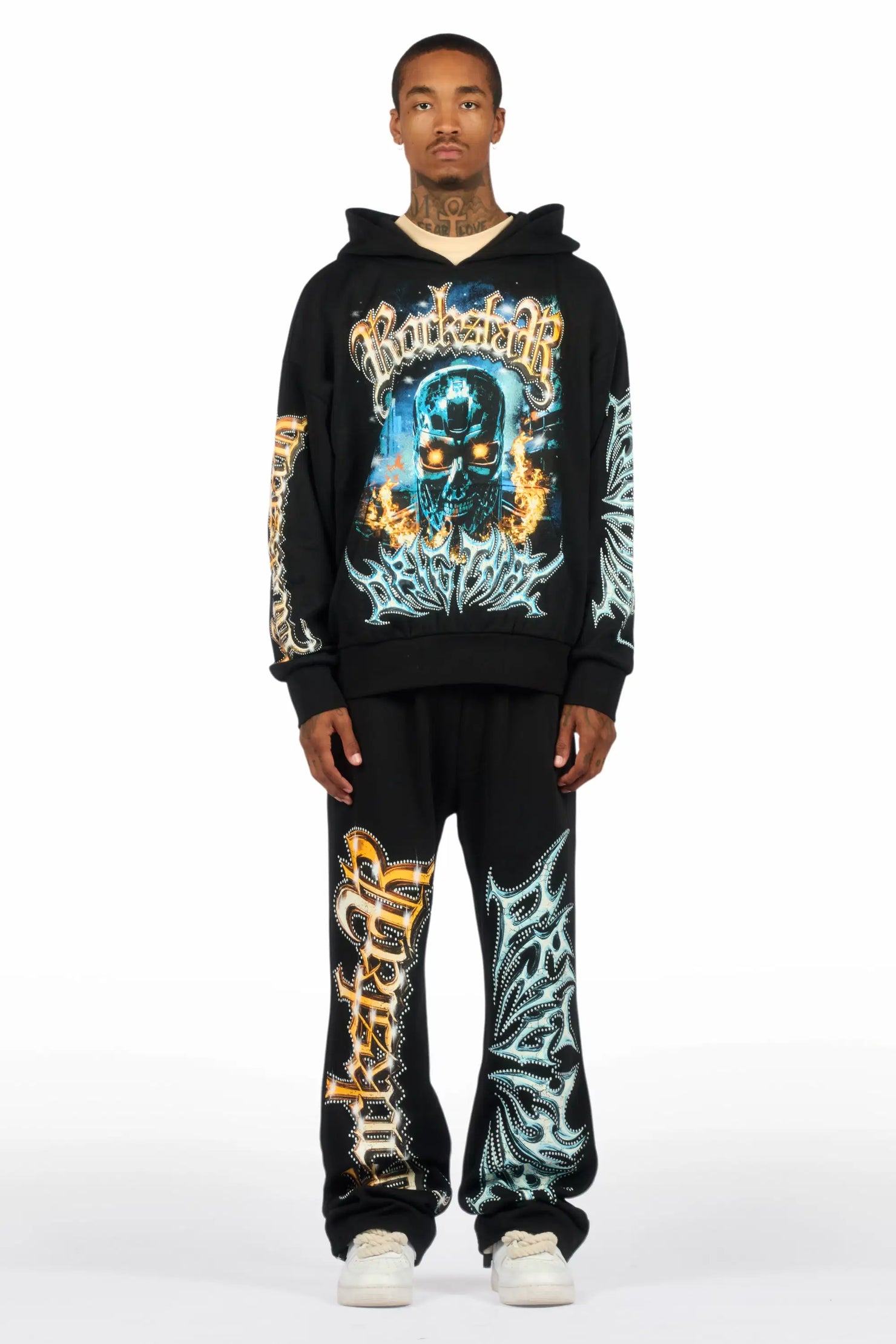 Mesin Black Hoodie/Baggy Pant Track Set