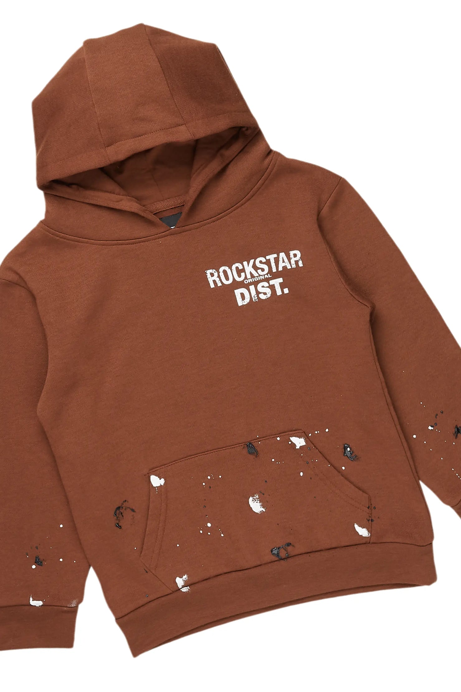 Boys Jaco Brown Hoodie Stacked Flare Track Set