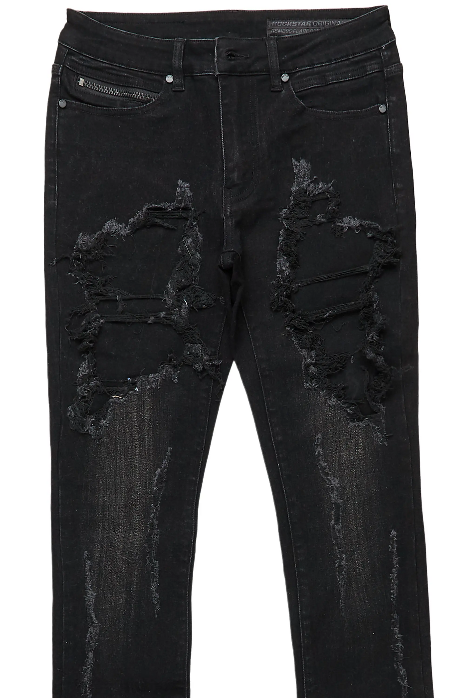 Fateh Jet Black Stacked Flare Jean