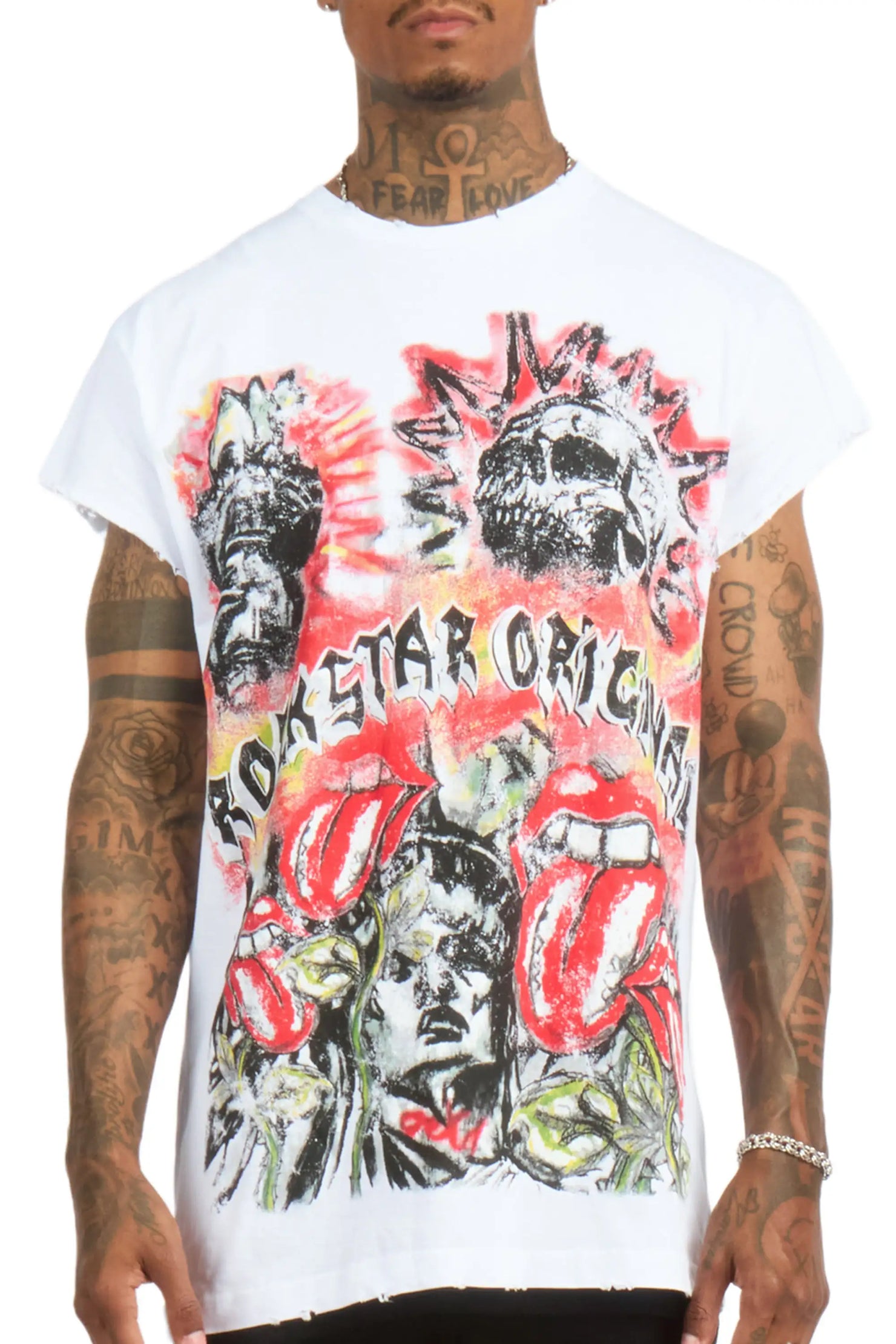 Falon White Cut off Tee