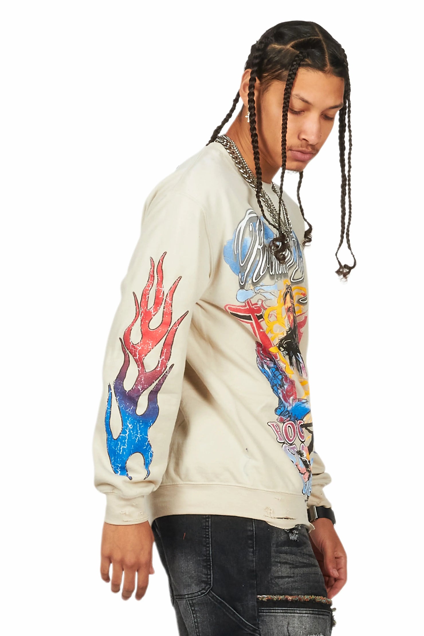 Tadashi Beige Graphic Crewneck