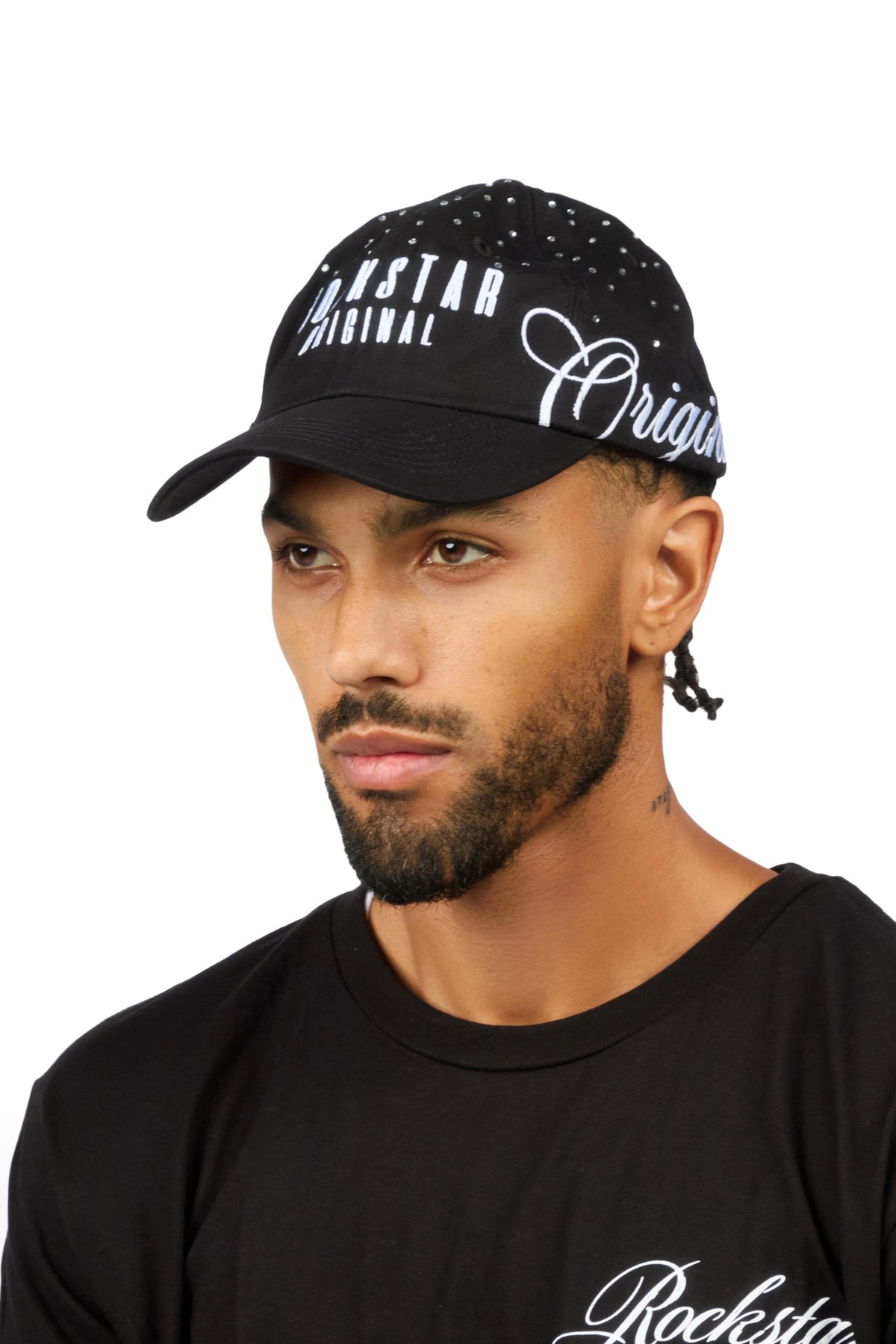 Estana Black Rhinestone Trucker Hat