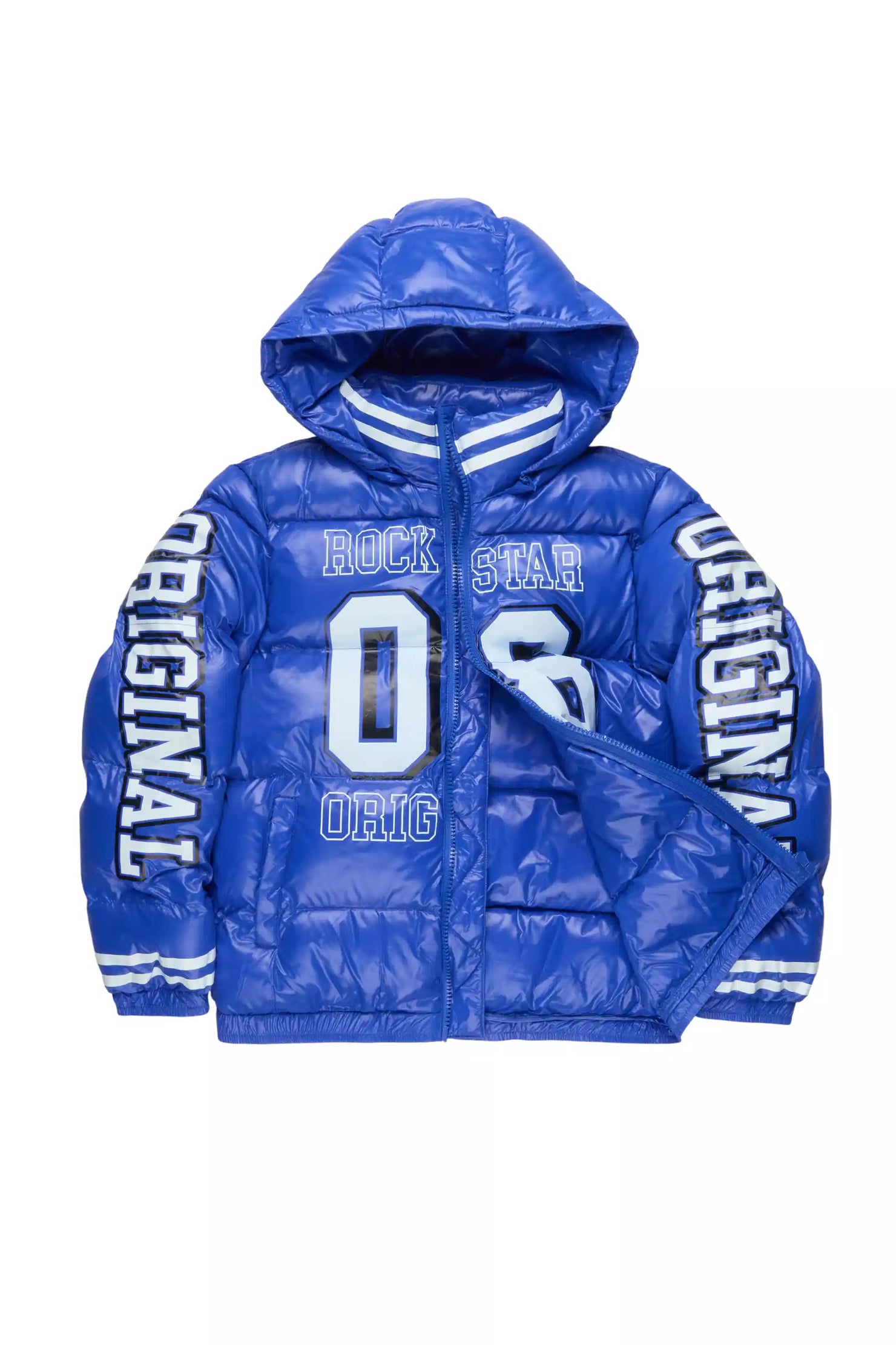 Boys Leo Royal Blue Varsity Puffer Jacket