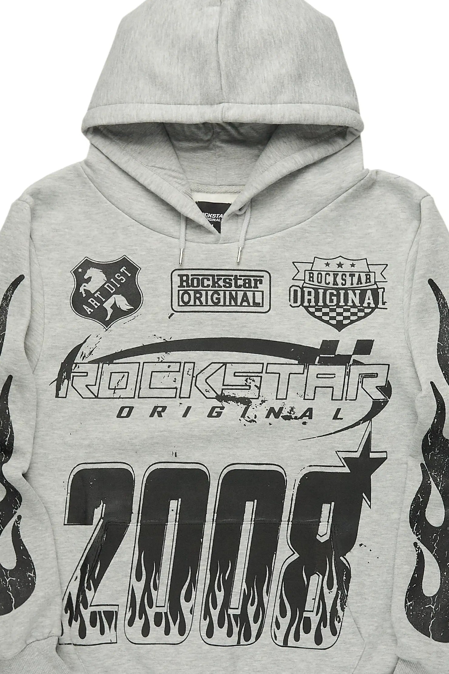 Amos Heather Grey Graphic Relaxed Hoodie