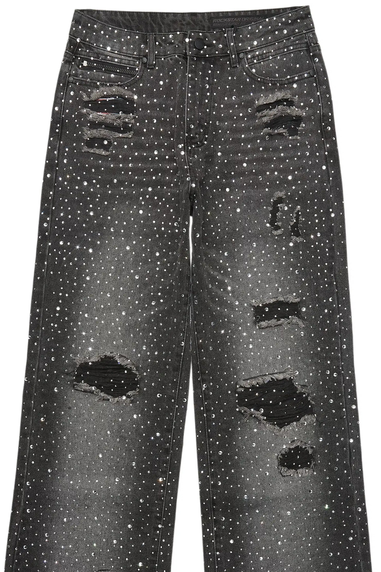 Discolite Rhinestone Grey Baggy Jean