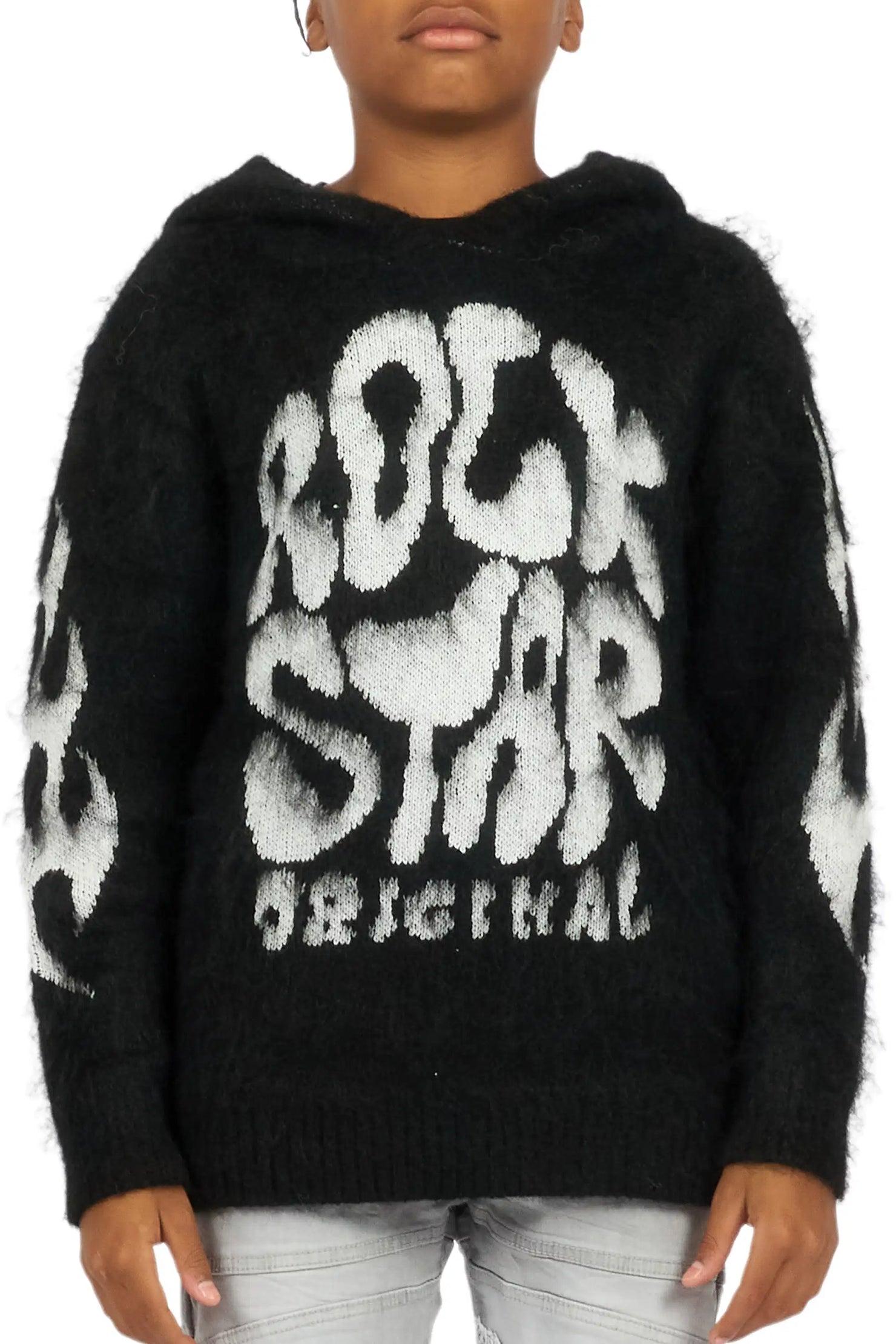 Boys Hakon Black Graphic Knitted Hoodie