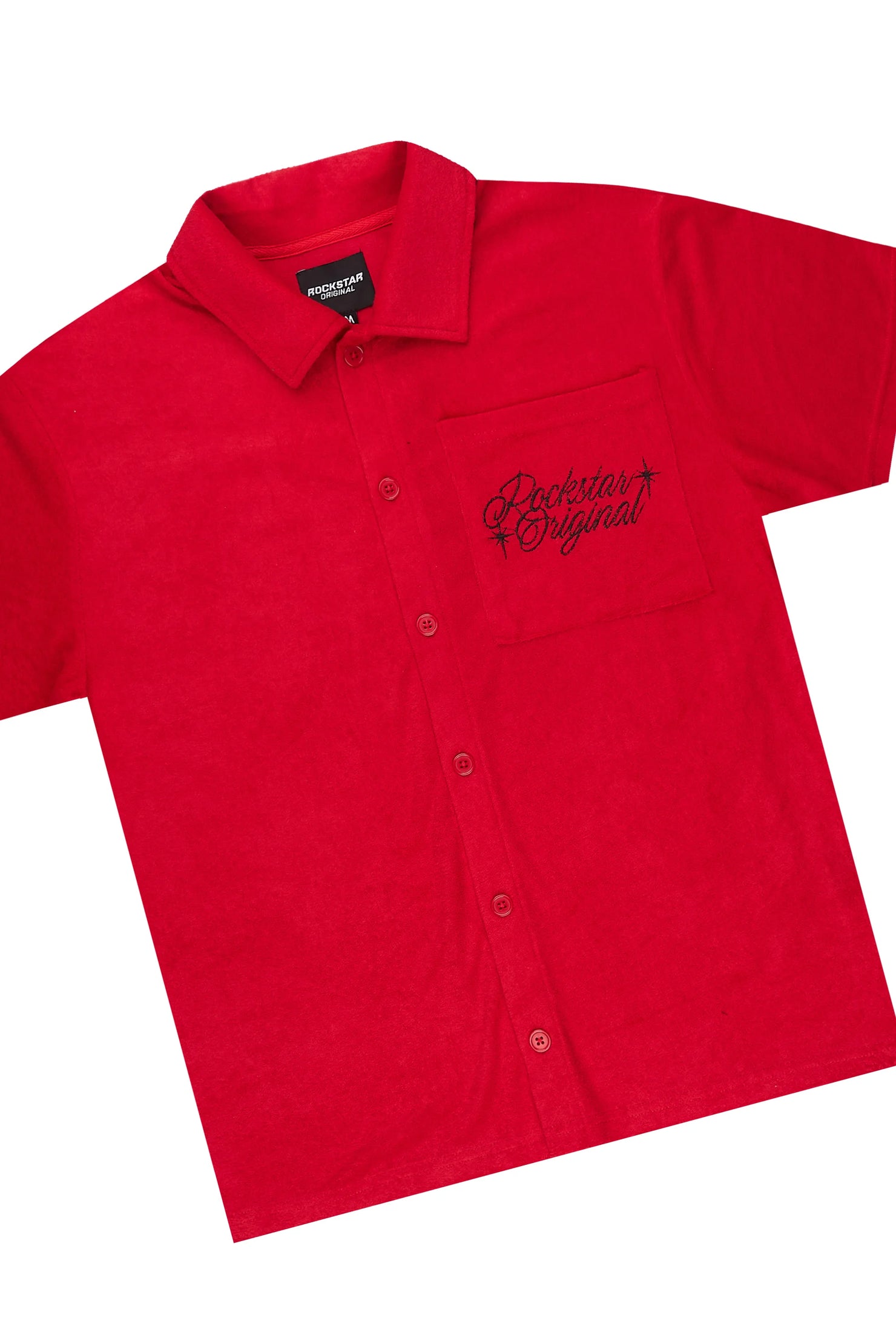 Hirsh Red Button Down Shirt/Short Set