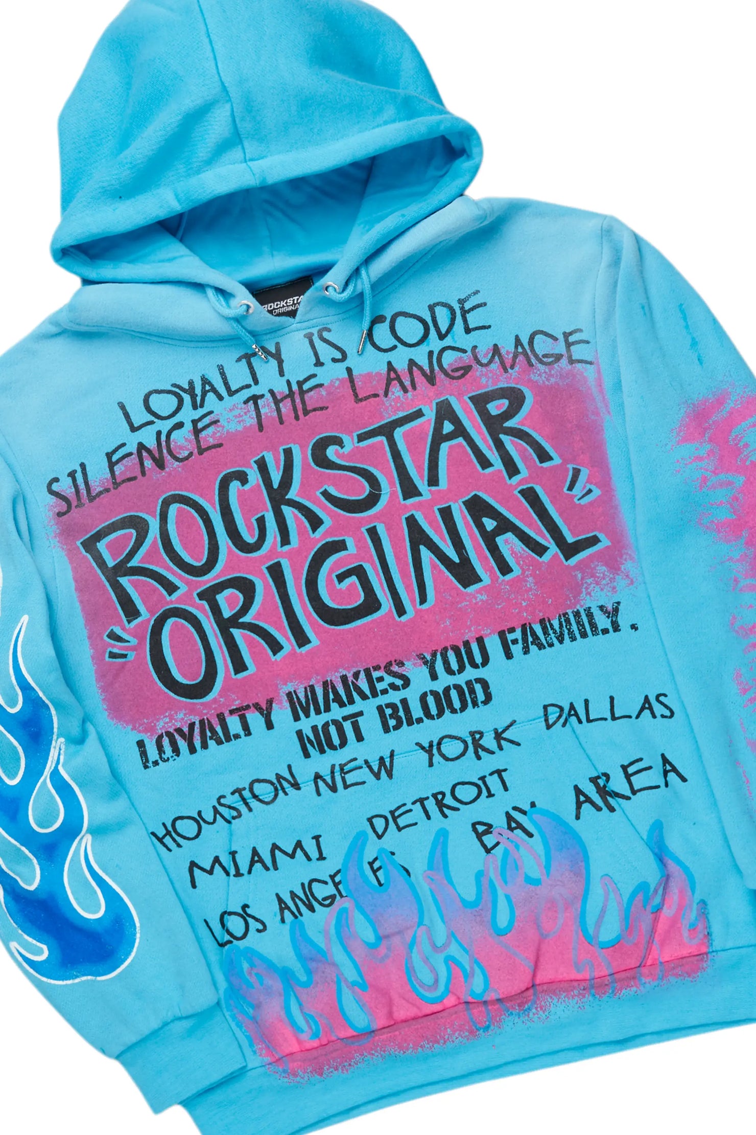 Beno Blue Stacked Flare Hoodie Track Set