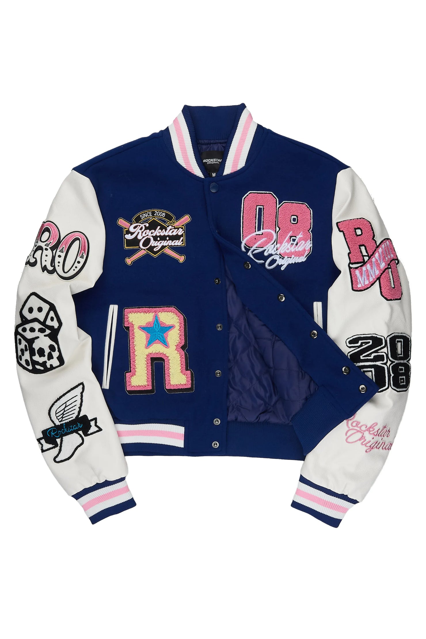 Tahisha Navy/White Oversized Varsity Jacket